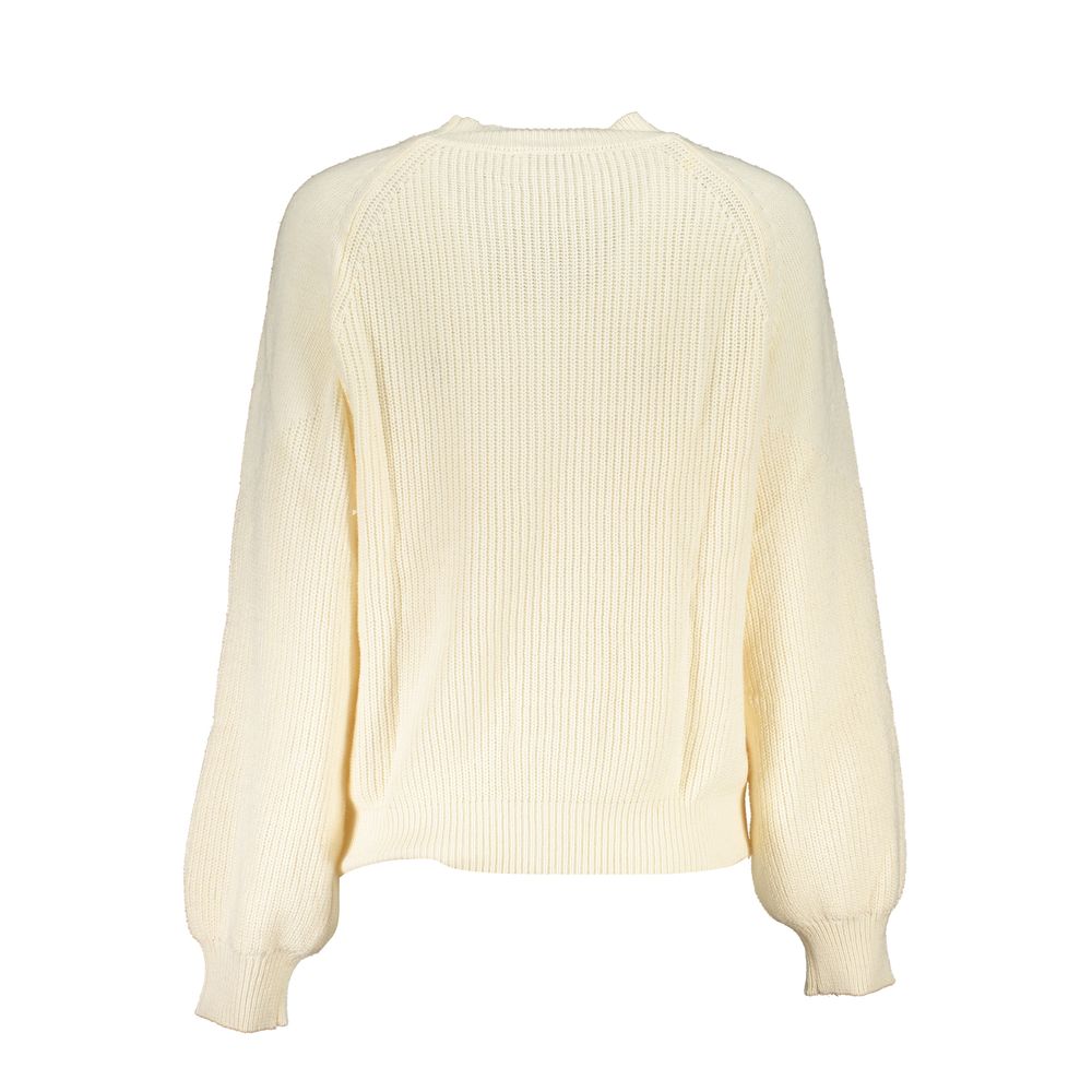Desigual White Fabric Turtleneck Sweater with Contrast Details