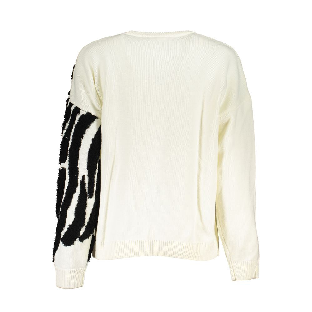 Desigual White Cotton Sweater - Embrace Your Individuality