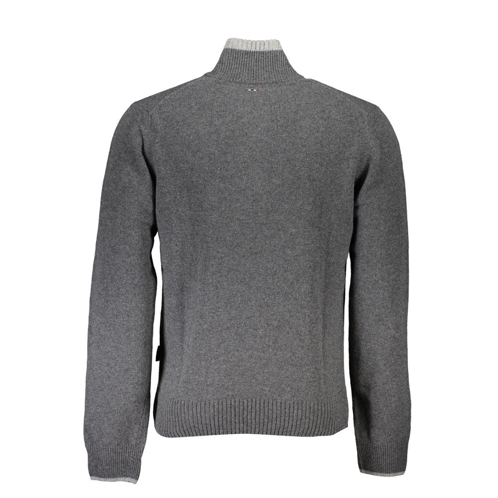Napapijri Gray Fabric Sweater - Functional Half Zip Style