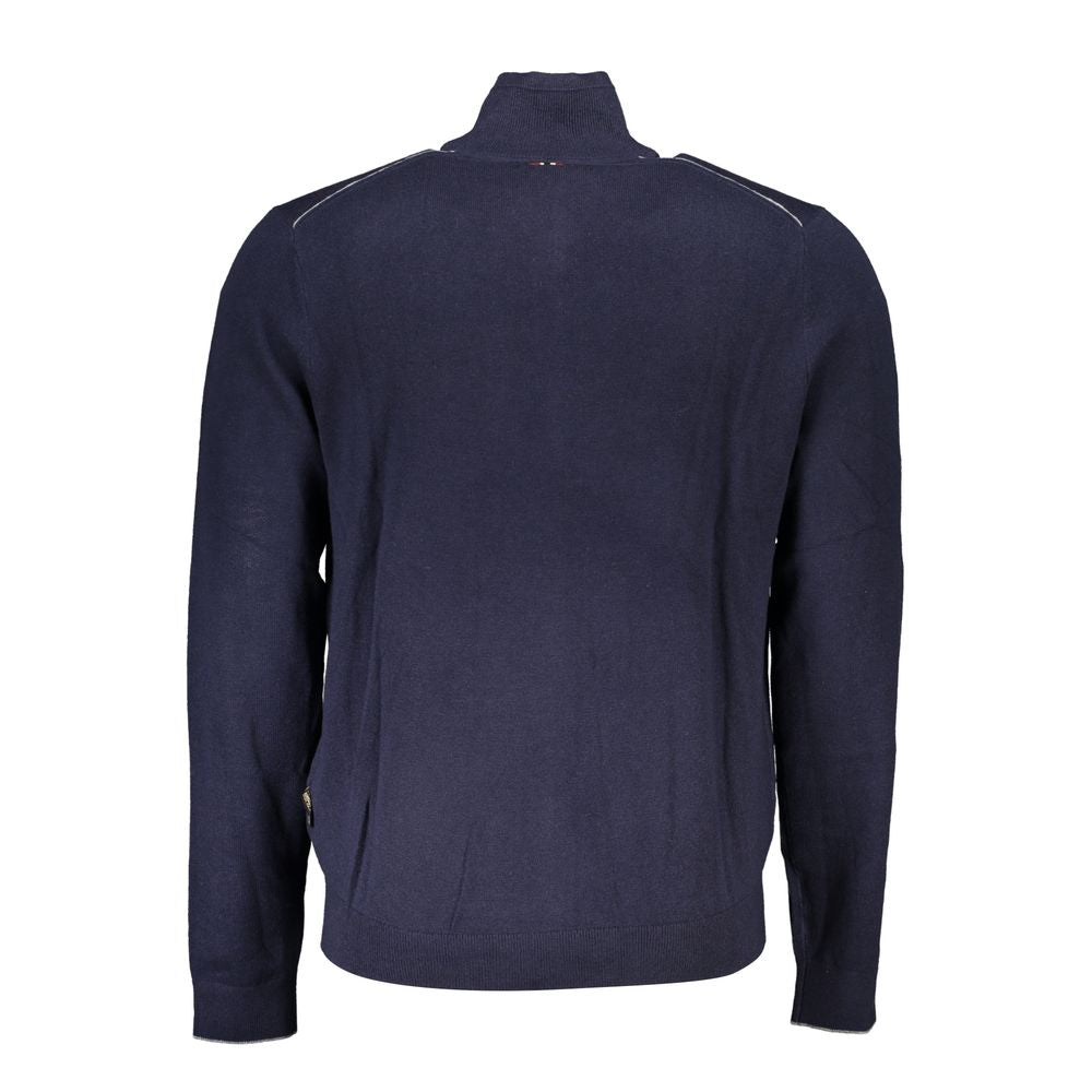 Napapijri Blue Fabric Sweater - Long Sleeve Cardigan