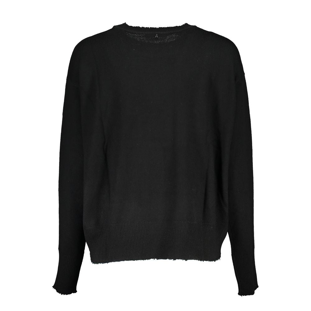 Patrizia Pepe Black Fabric Sweater with Contrast Details
