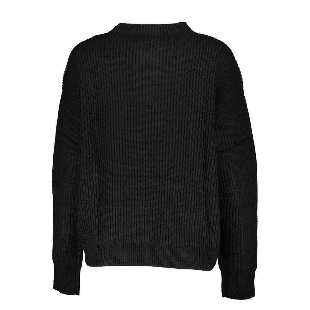 Patrizia Pepe Black Fabric Sweater with Contrast Details