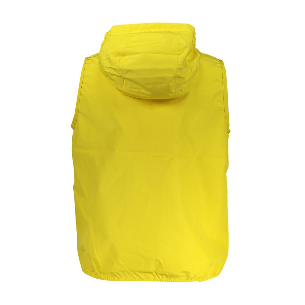 K-Way Yellow Polyester Sleeveless Jacket with Removable Hood