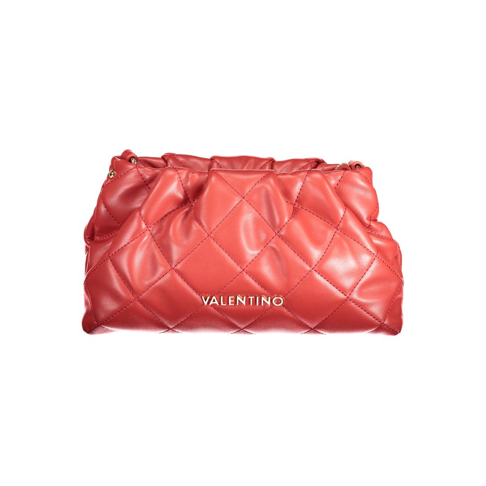 Mario Valentino Red Faux Leather Handbag with Contrasting Details