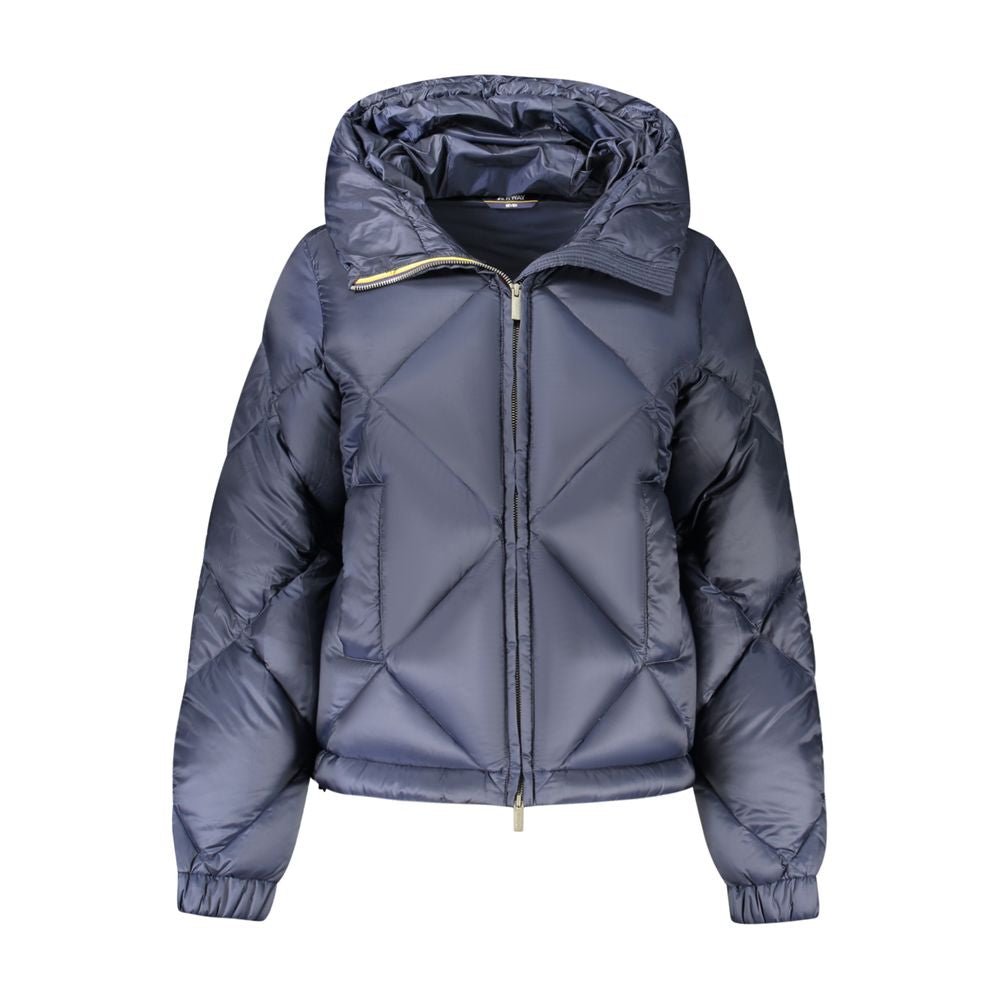 K-Way Blue Polyester Jacket with Hood