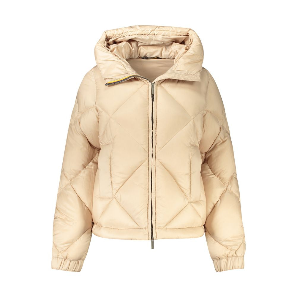 K-Way Beige Long Sleeve Jacket with Hood