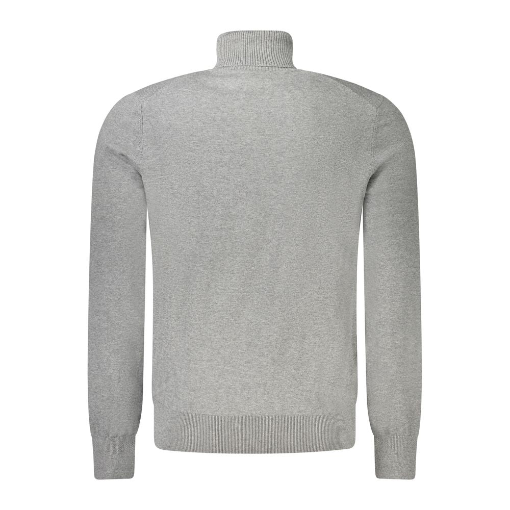 Hugo Boss Gray Cotton Turtleneck Sweater
