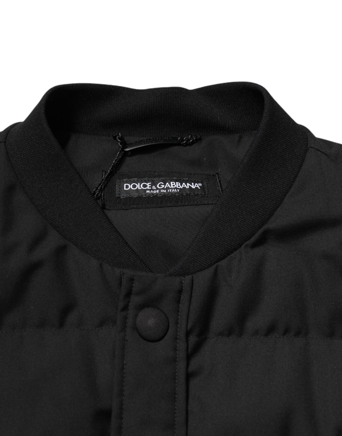 Dolce & Gabbana Black Sleeveless Parka Jacket with Logo Plaque