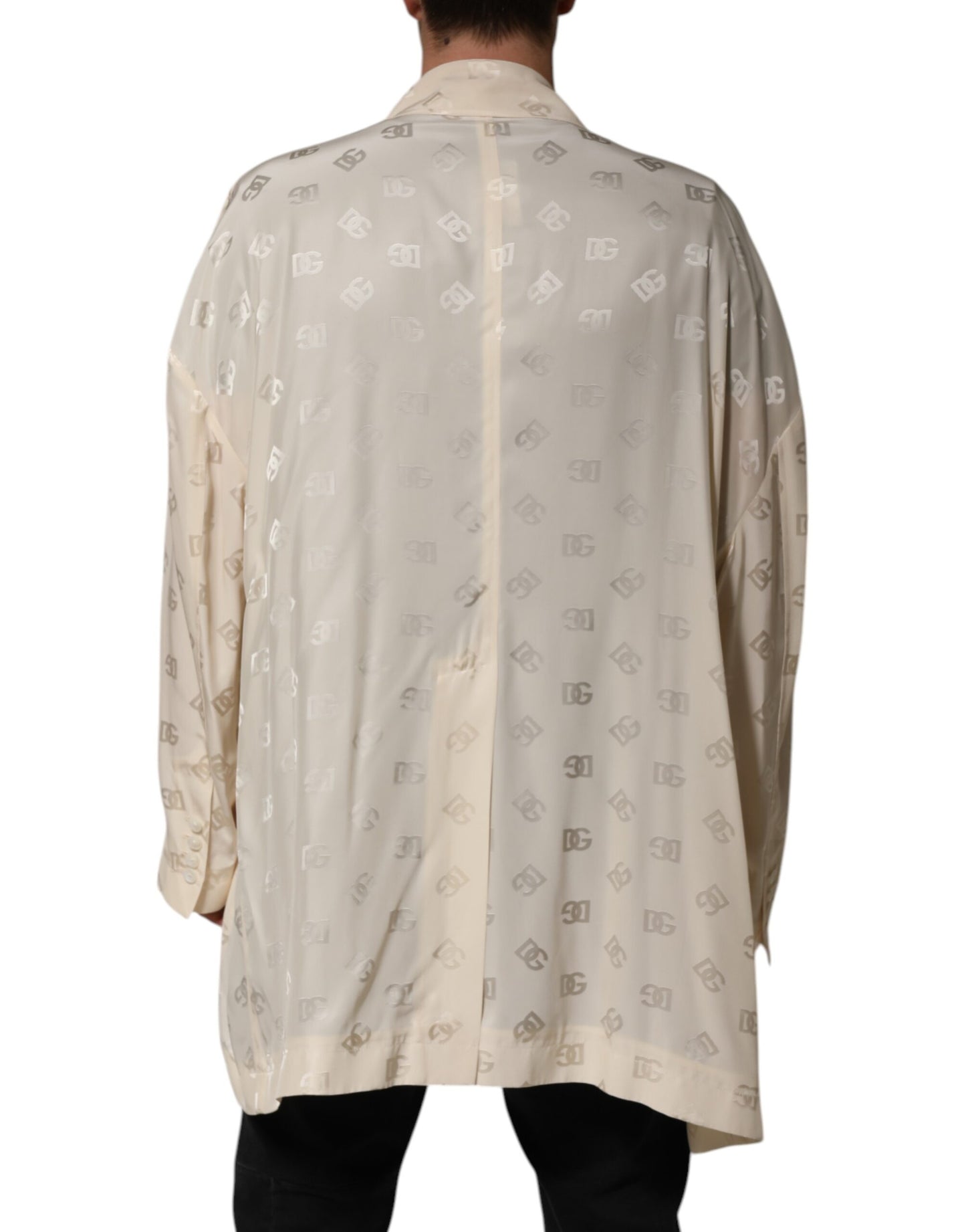 Dolce & Gabbana Beige Logo Monogram Coat Jacket