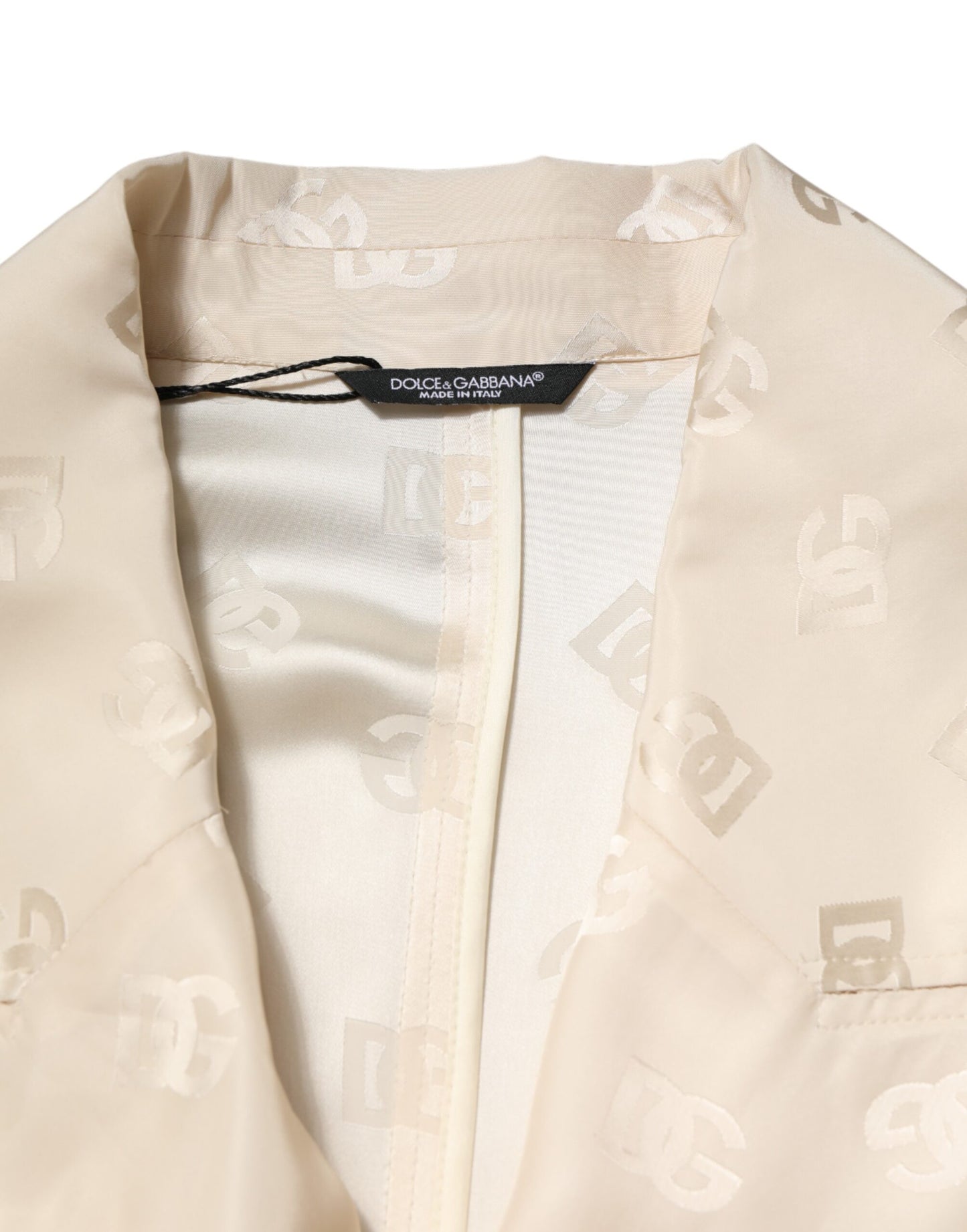 Dolce & Gabbana Beige Logo Monogram Coat Jacket