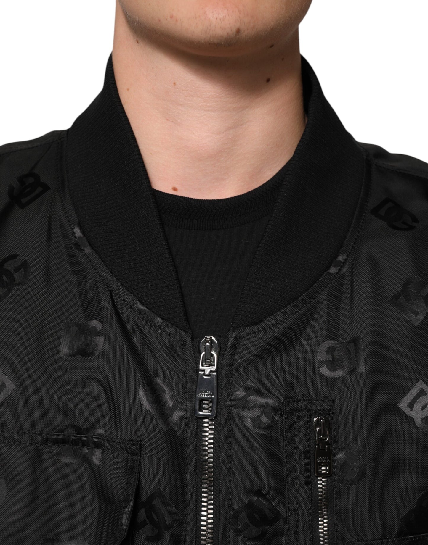 Dolce & Gabbana Black Cargo Windbreaker Logo Mania Jacket