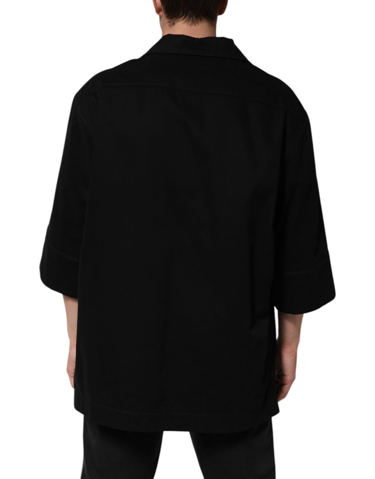 Dolce & Gabbana Black Short Sleeve Button Casual Shirt