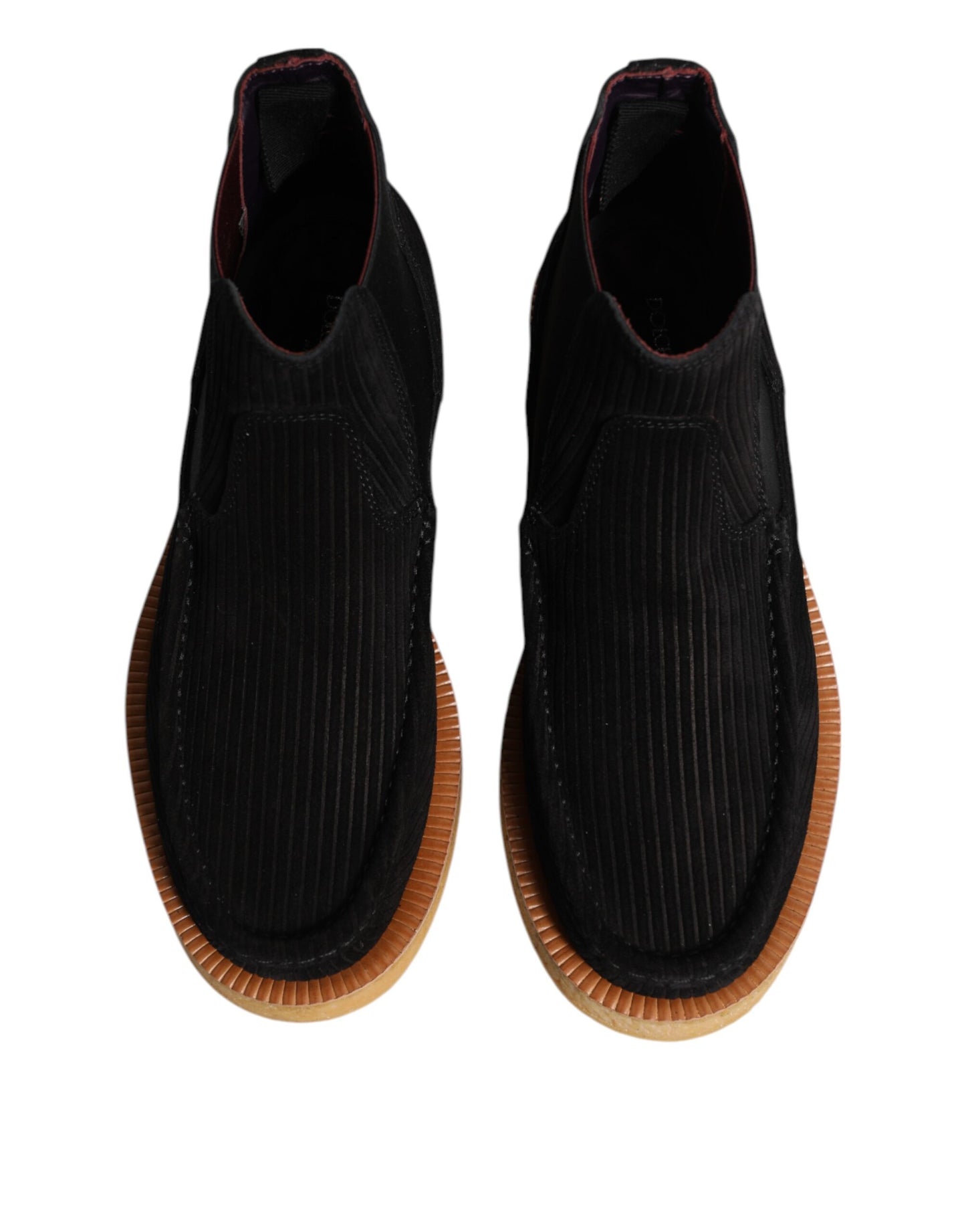 Dolce & Gabbana Black Calf Suede Slip On Ankle Boots