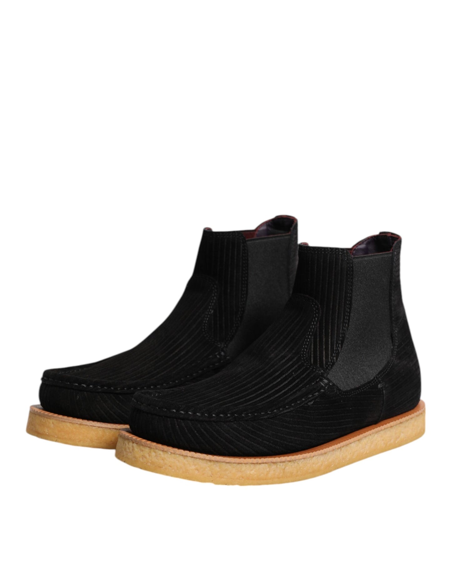 Dolce & Gabbana Black Calf Suede Slip On Ankle Boots
