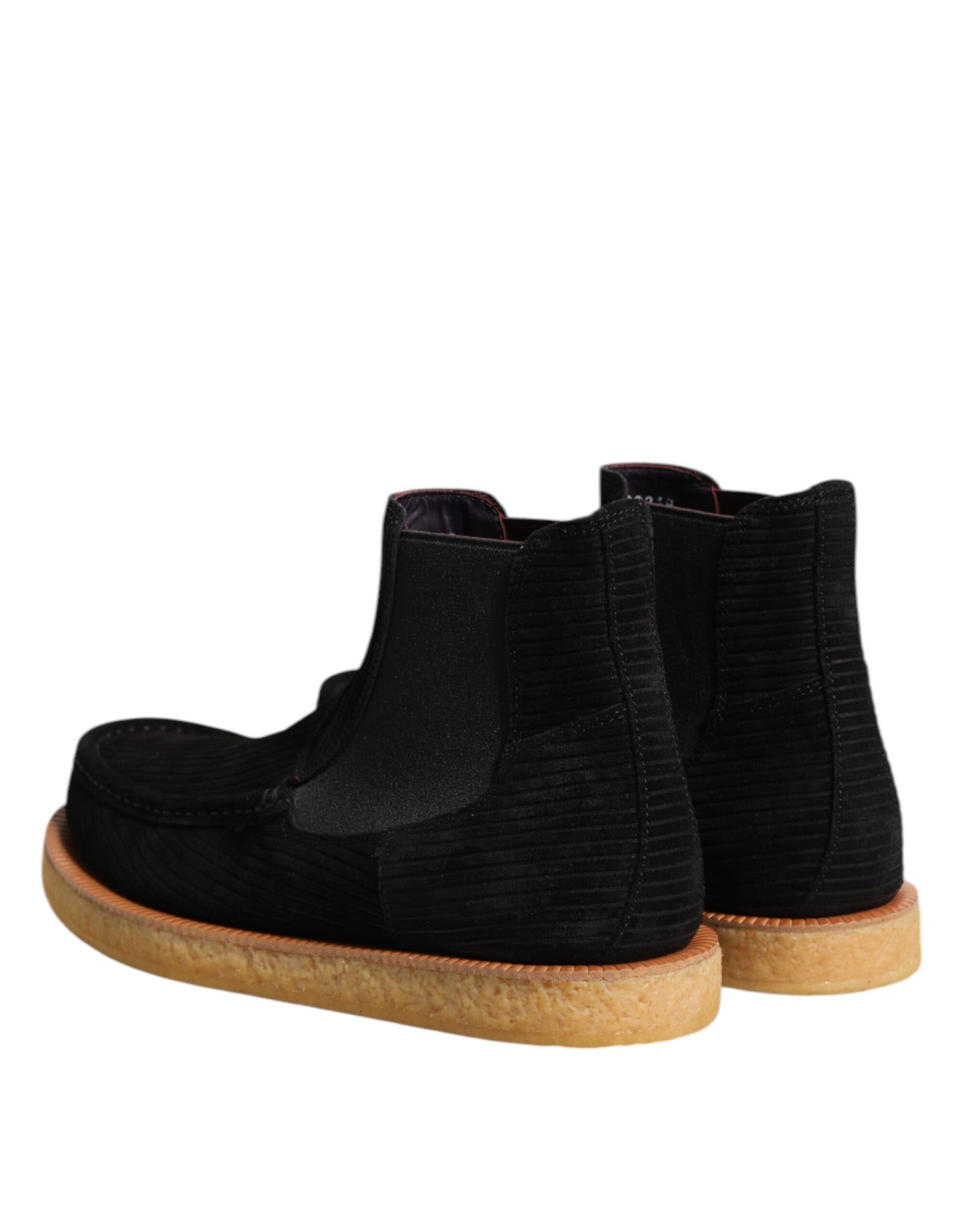 Dolce & Gabbana Black Calf Suede Slip On Ankle Boots