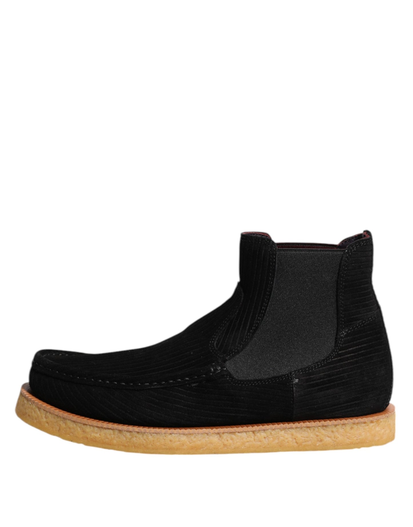 Dolce & Gabbana Black Calf Suede Slip On Ankle Boots