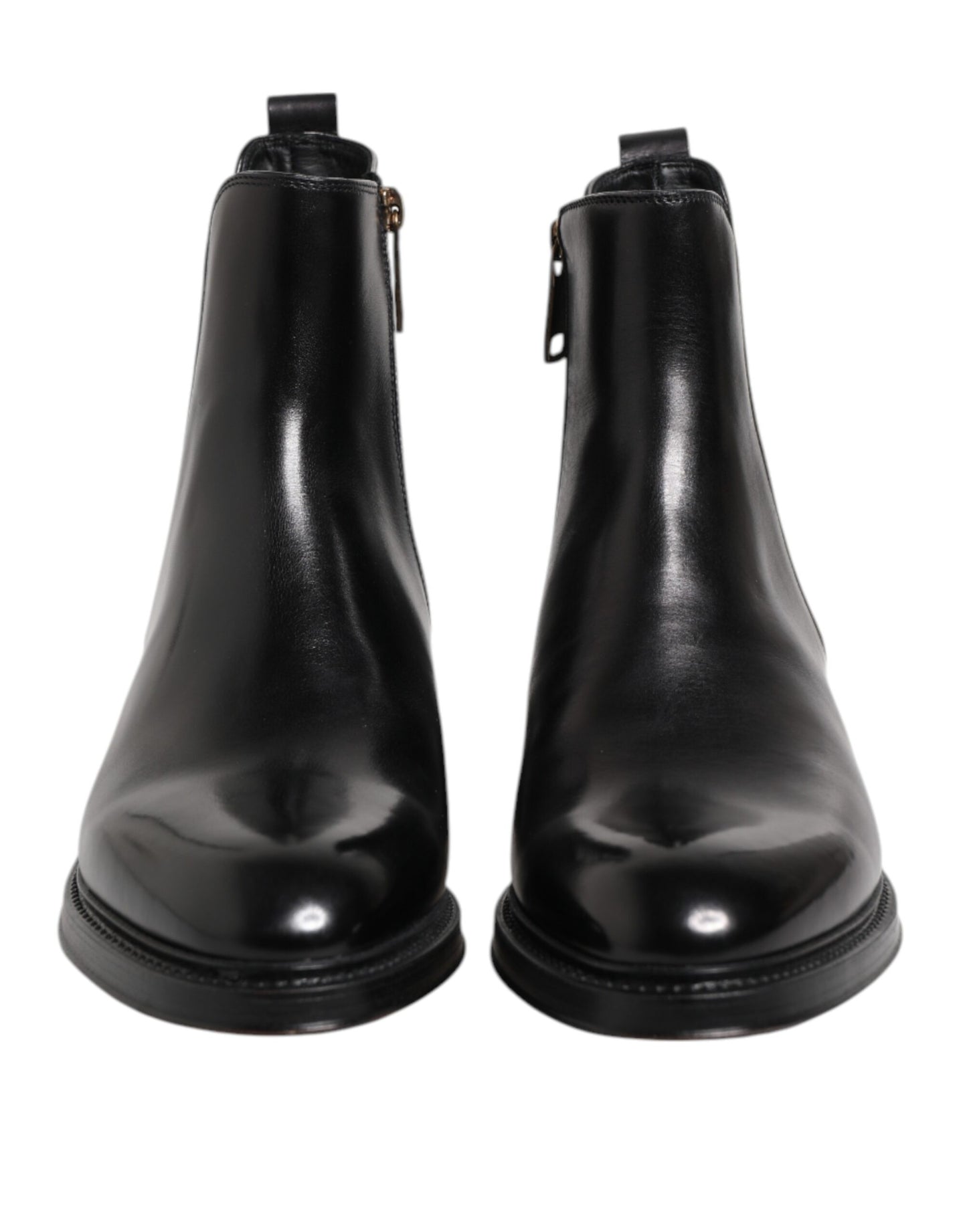 Dolce & Gabbana Black Chelsea Leather Mid Calf Boots