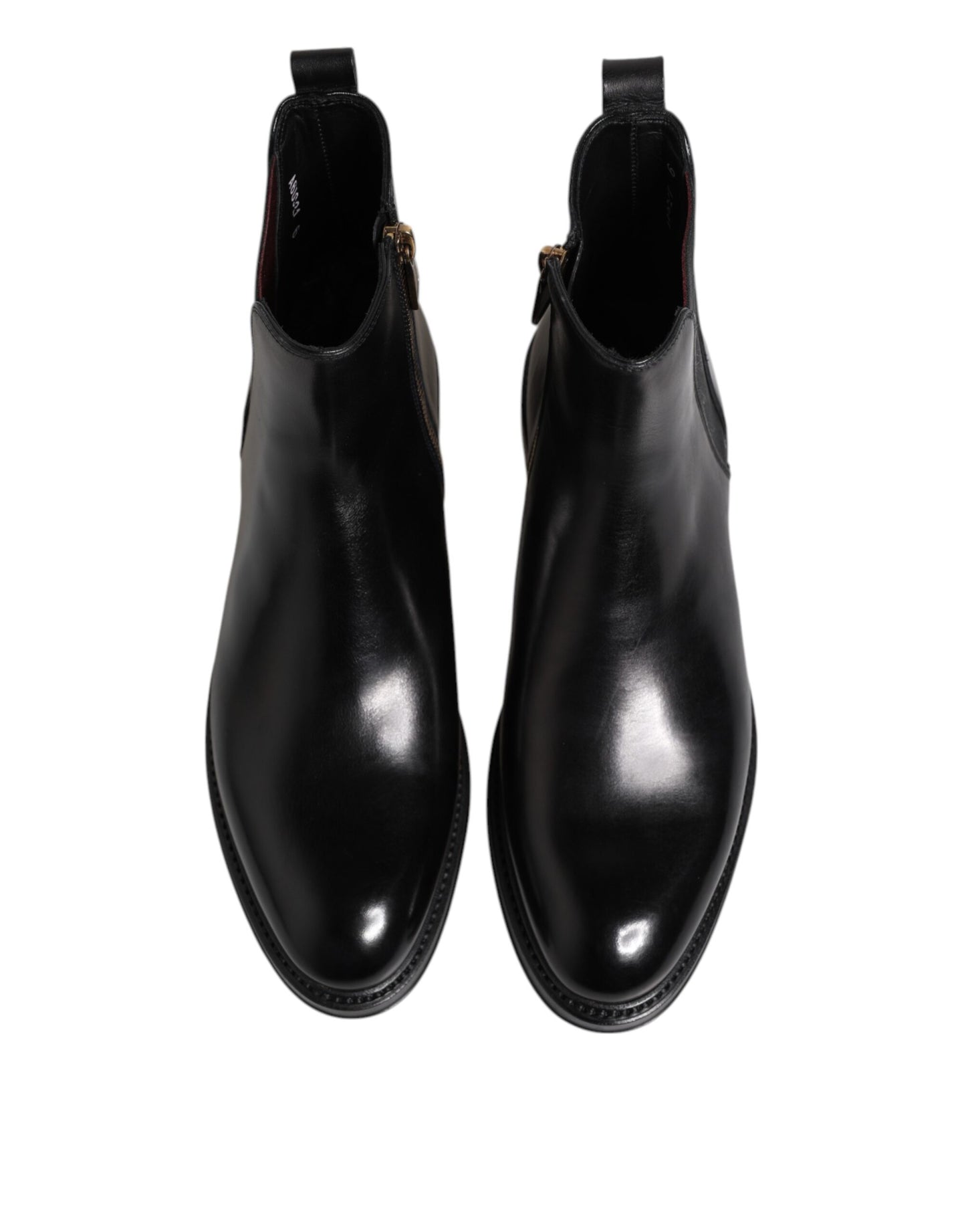 Dolce & Gabbana Black Chelsea Leather Mid Calf Boots