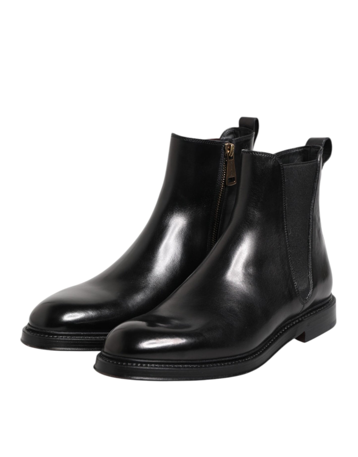 Dolce & Gabbana Black Chelsea Leather Mid Calf Boots