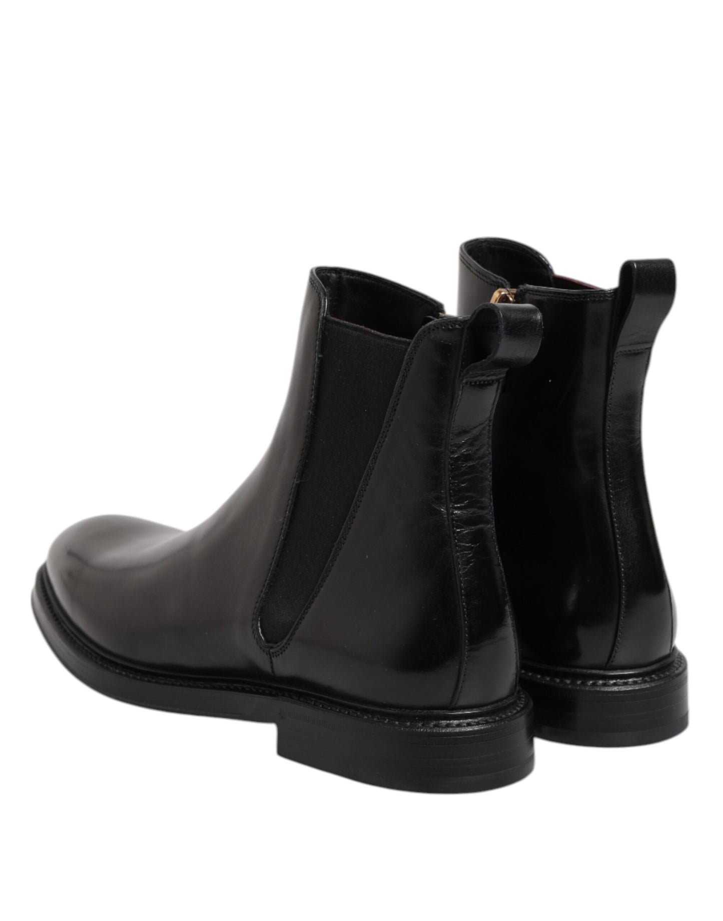 Dolce & Gabbana Black Chelsea Leather Mid Calf Boots