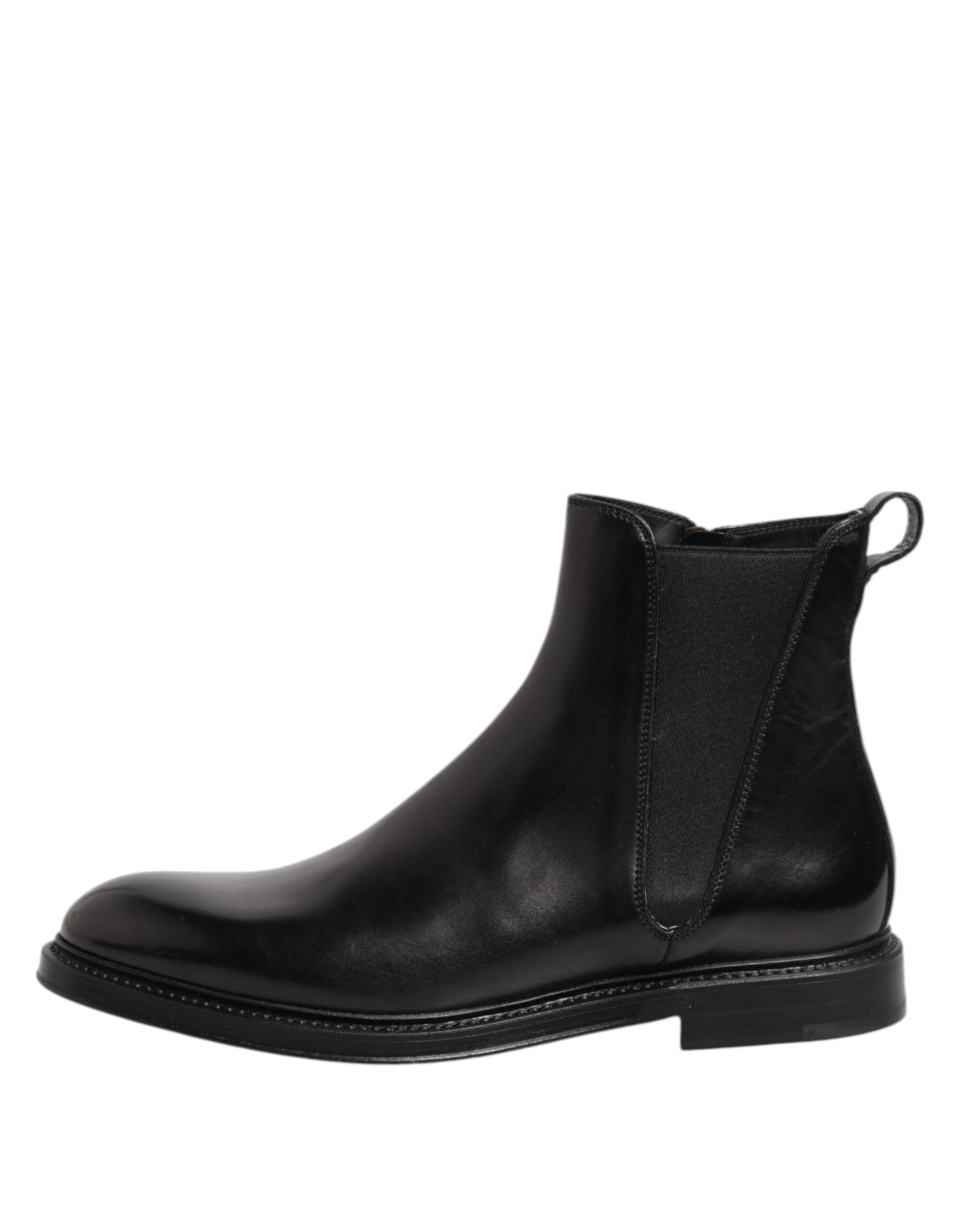 Dolce & Gabbana Black Chelsea Leather Mid Calf Boots