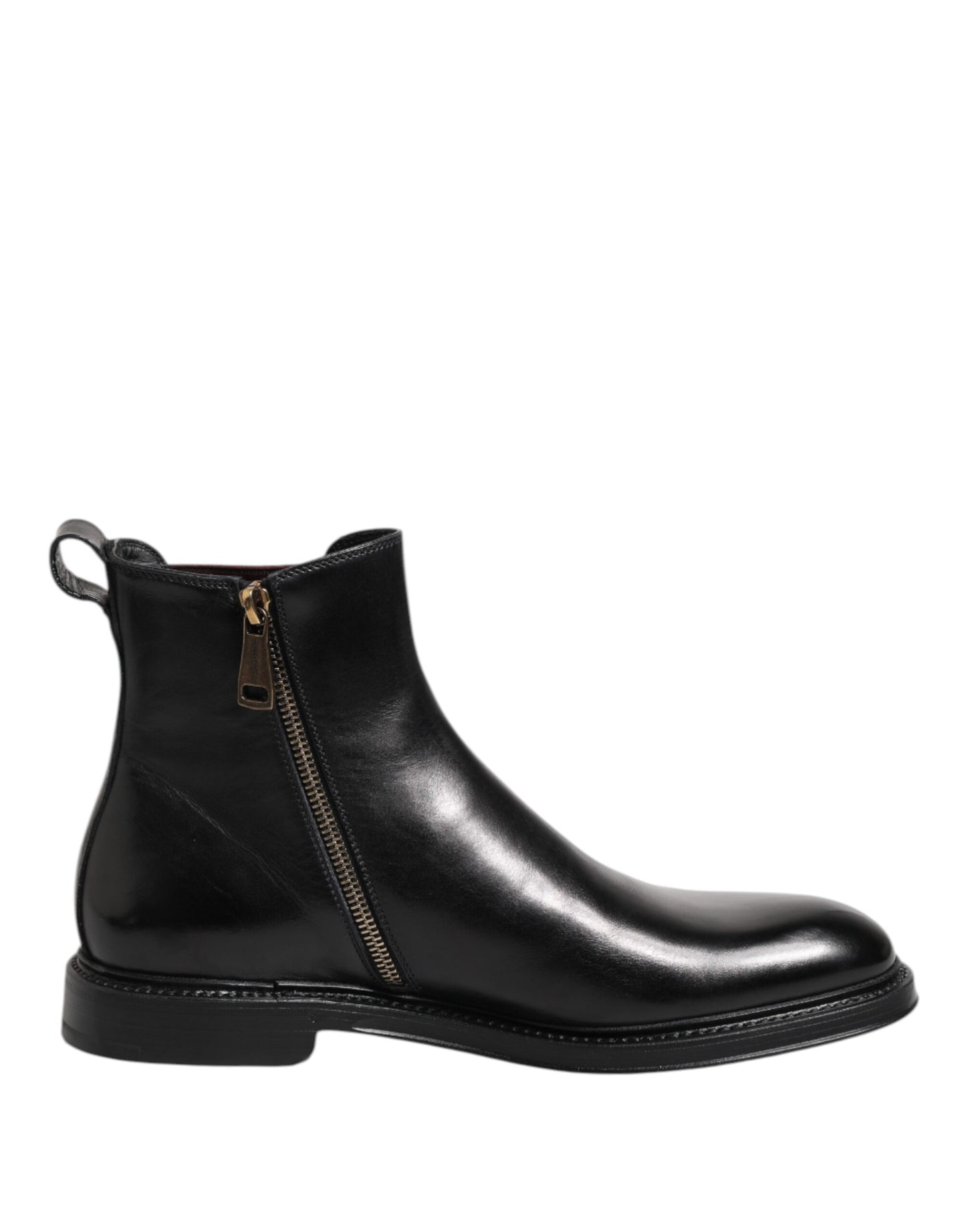 Dolce & Gabbana Black Chelsea Leather Mid Calf Boots
