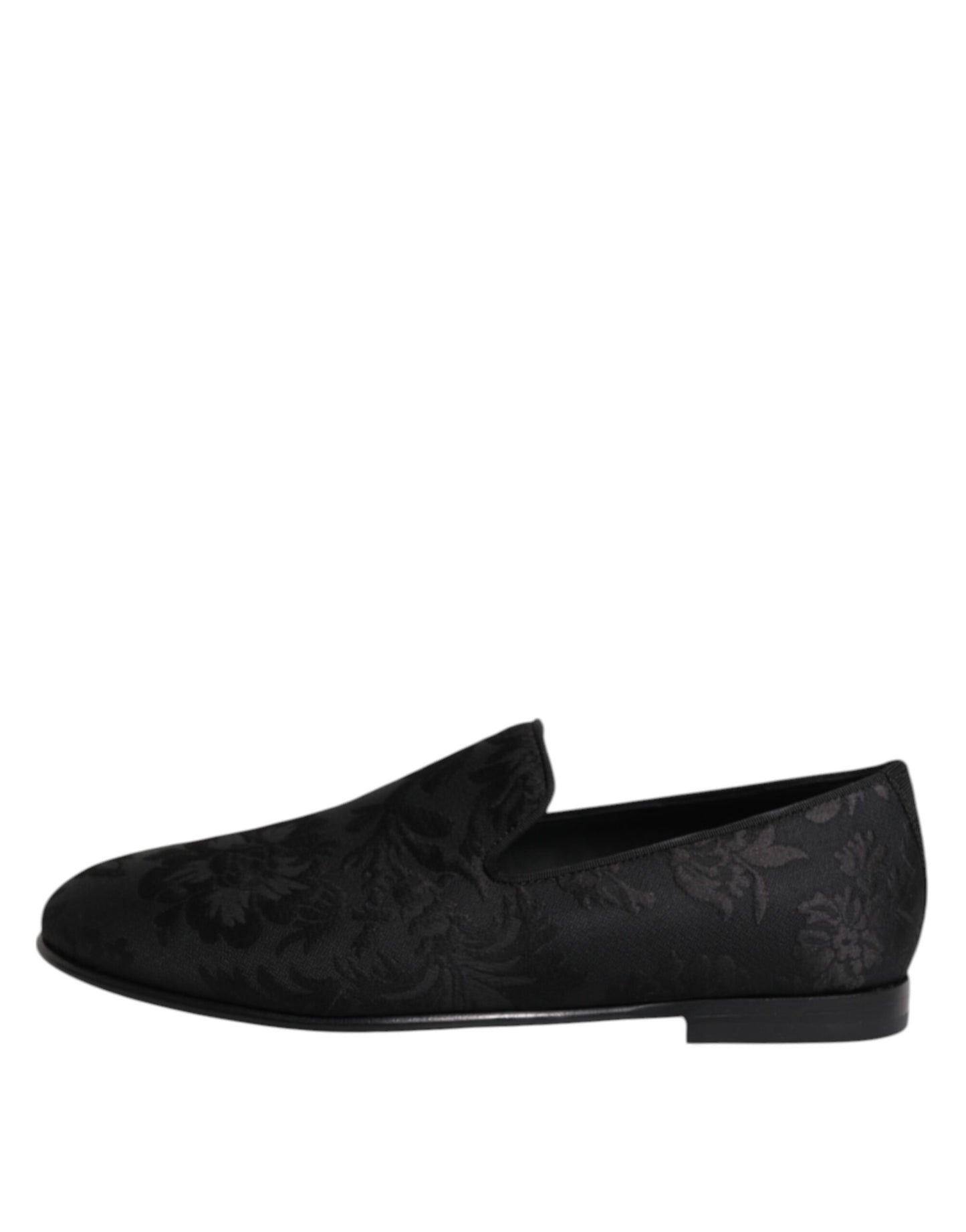 Dolce & Gabbana Black Floral Brocade Loafers for Men