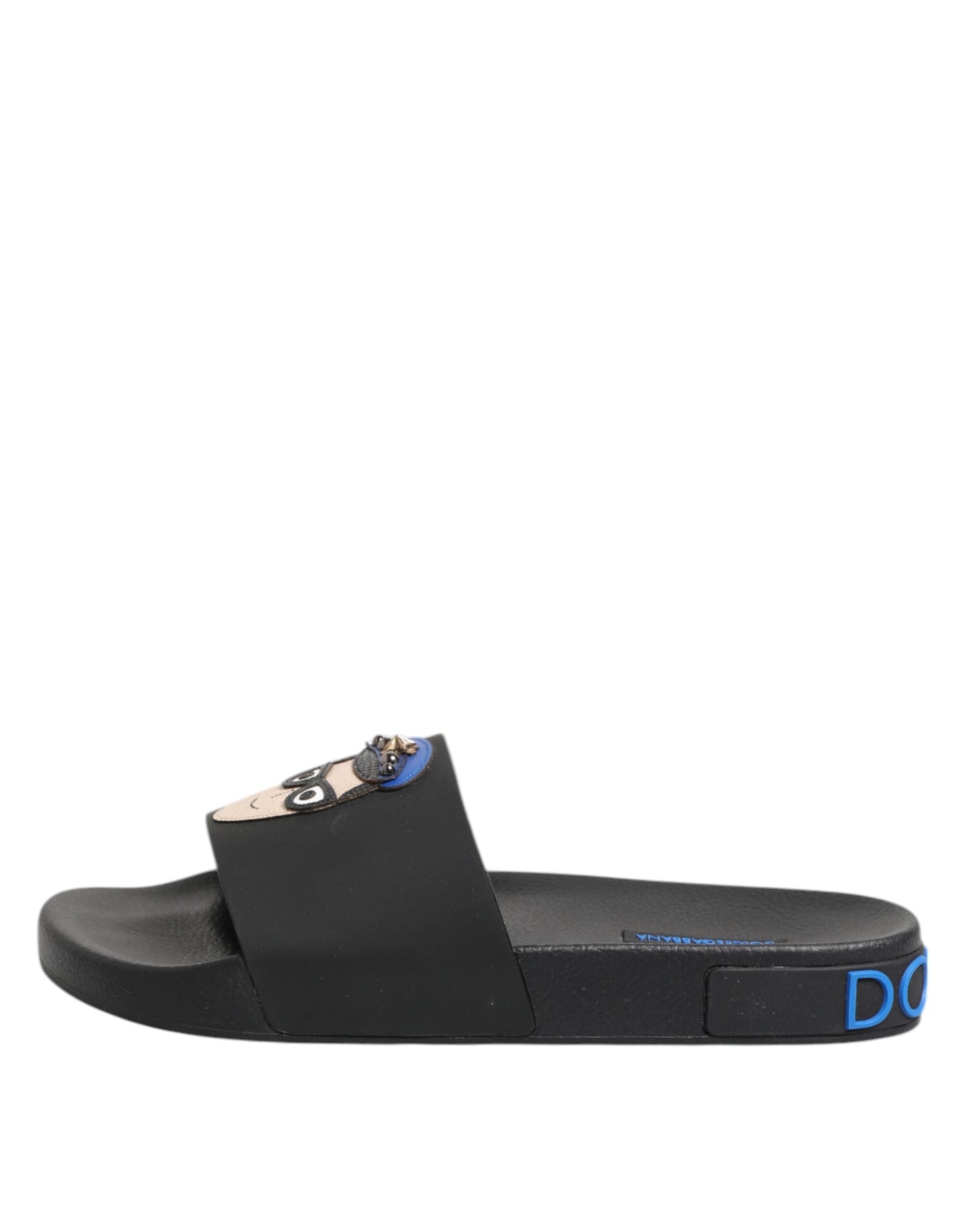 Dolce & Gabbana Black Leather Slides - Exquisite Beachwear Footwear
