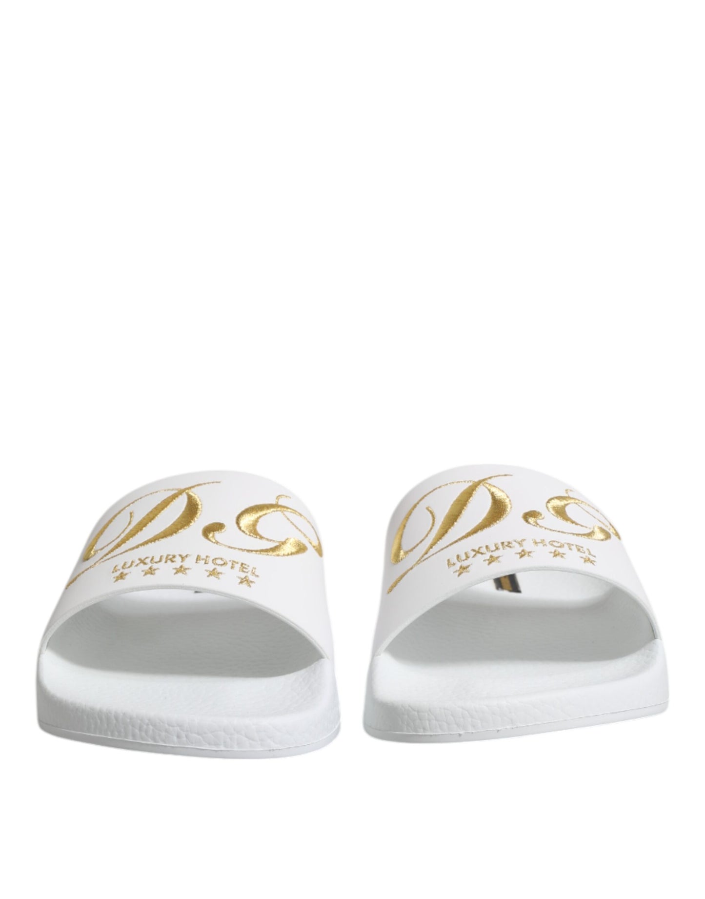 Dolce & Gabbana White Leather Slides Sandals