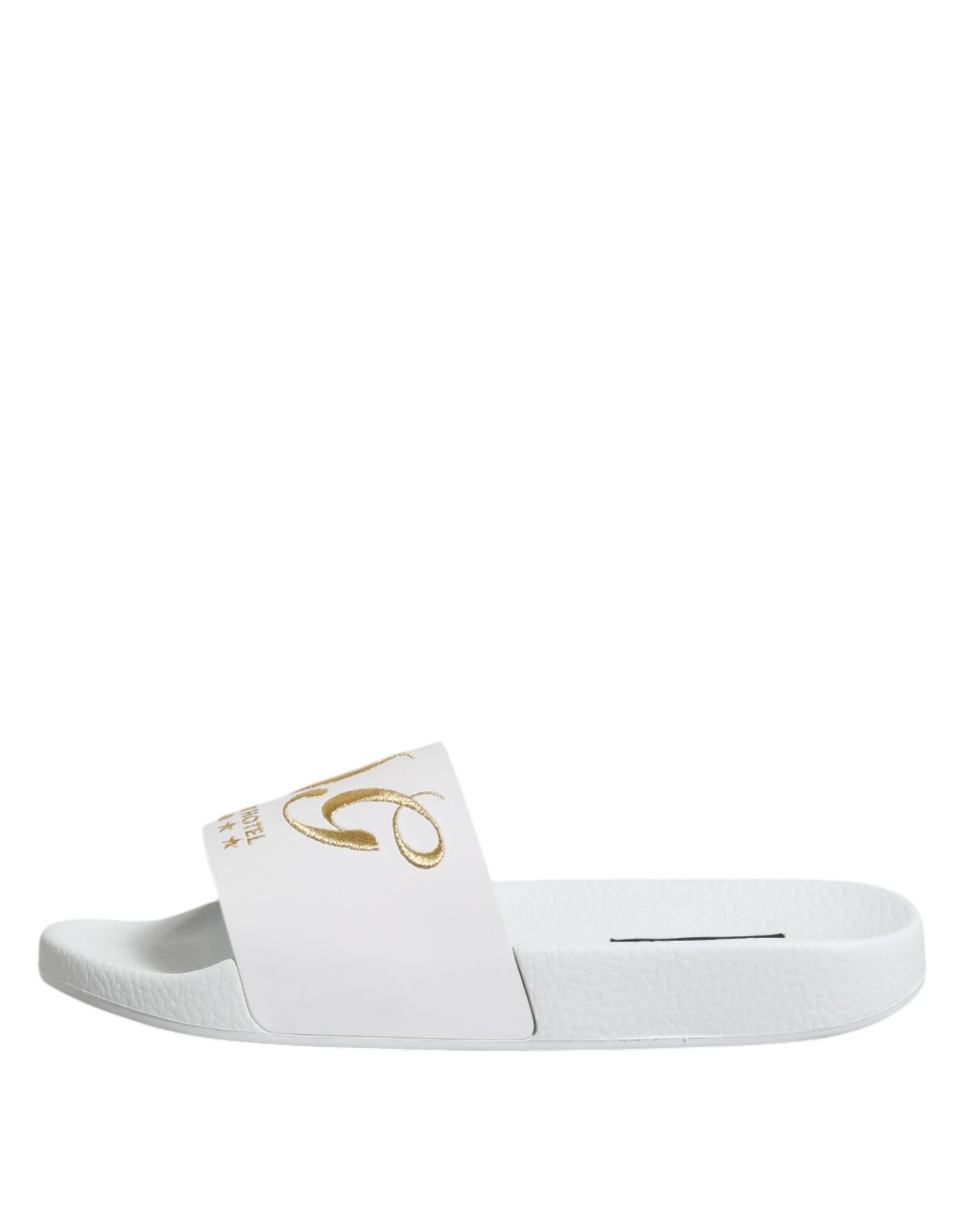 Dolce & Gabbana White Leather Slides Sandals