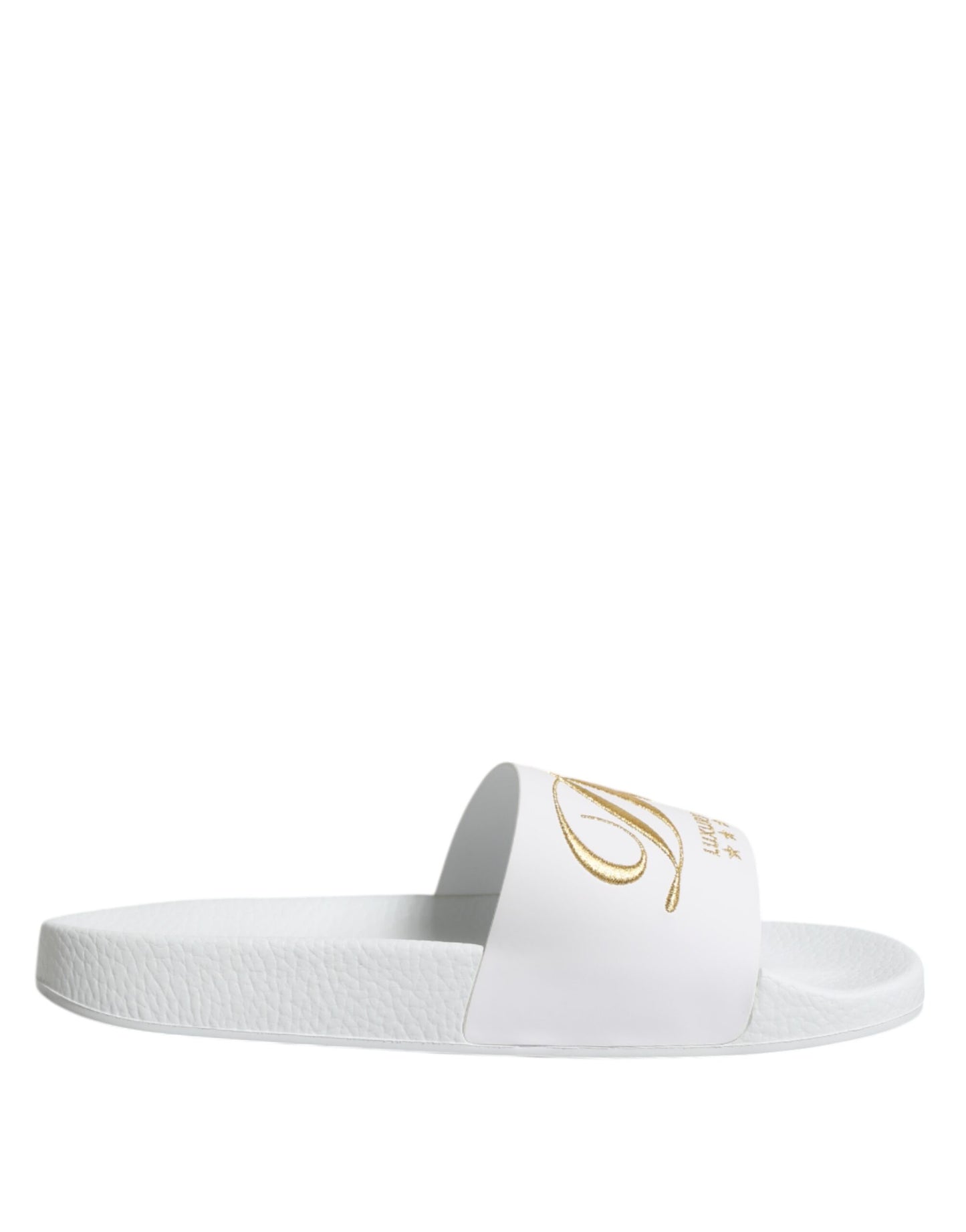 Dolce & Gabbana White Leather Slides Sandals