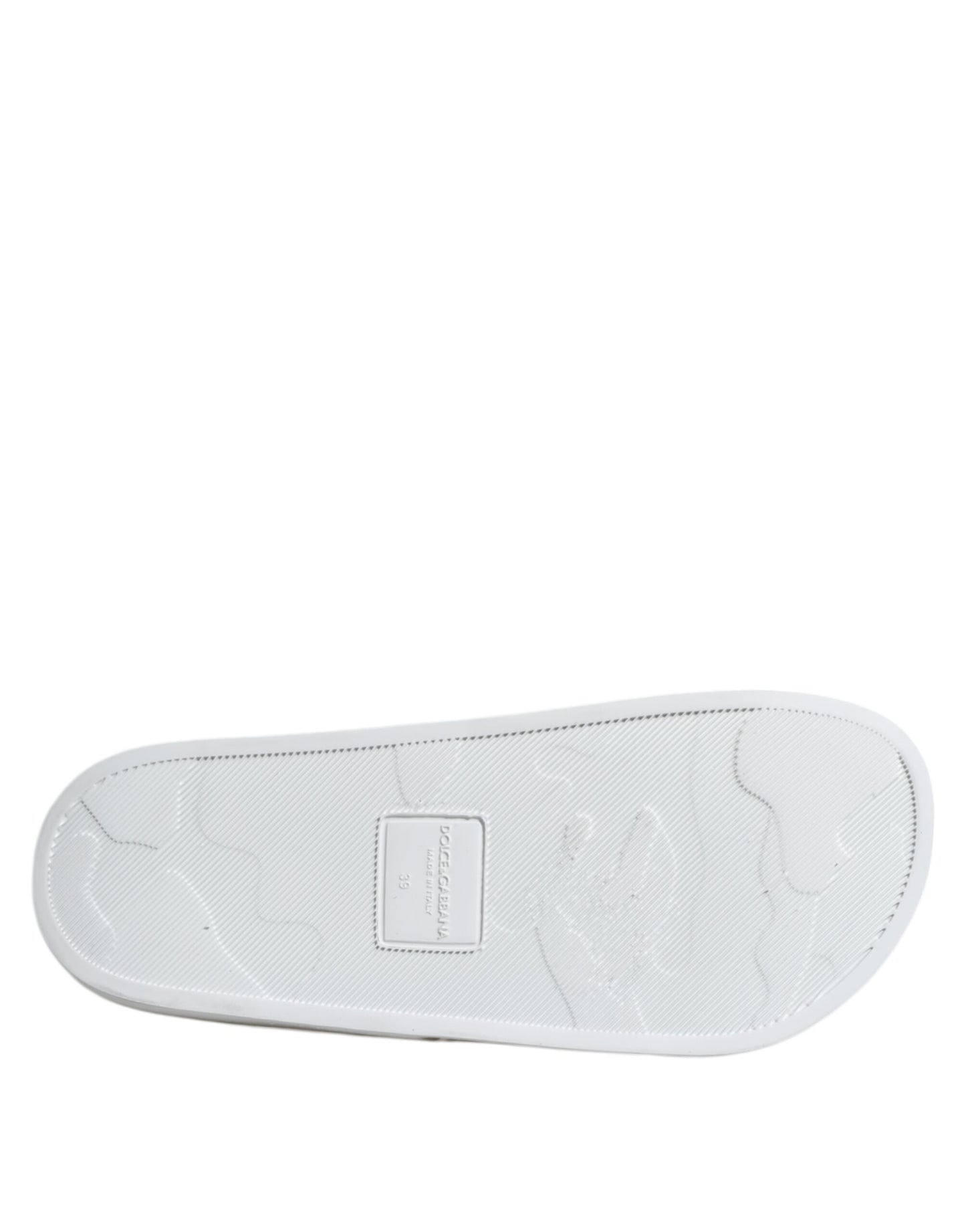 Dolce & Gabbana White Leather Slides Sandals
