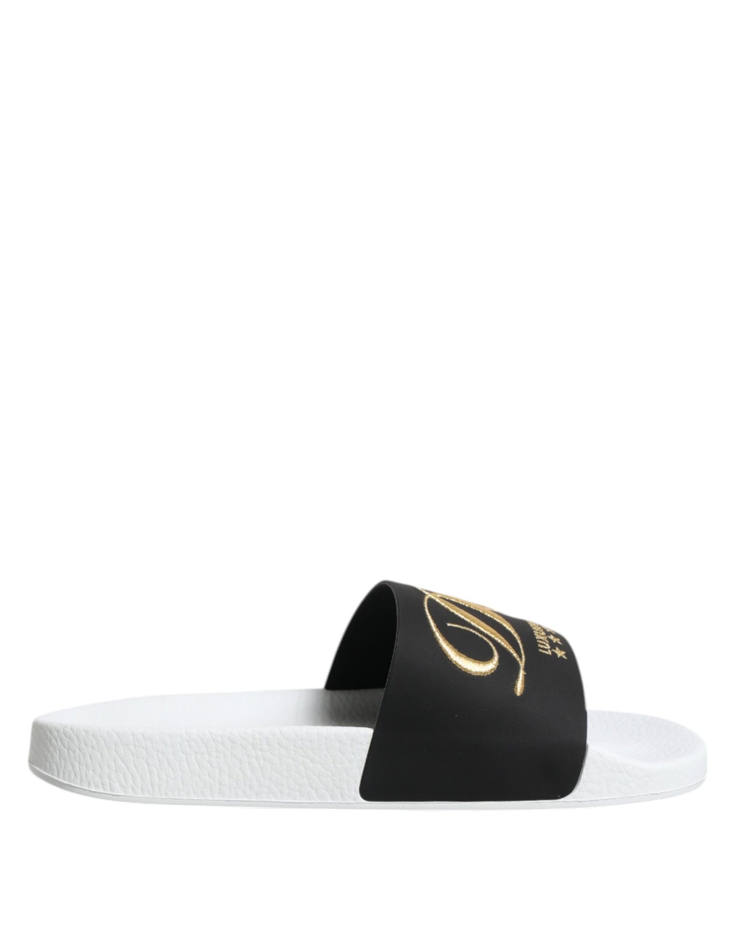 Dolce & Gabbana White Black Leather Sandals