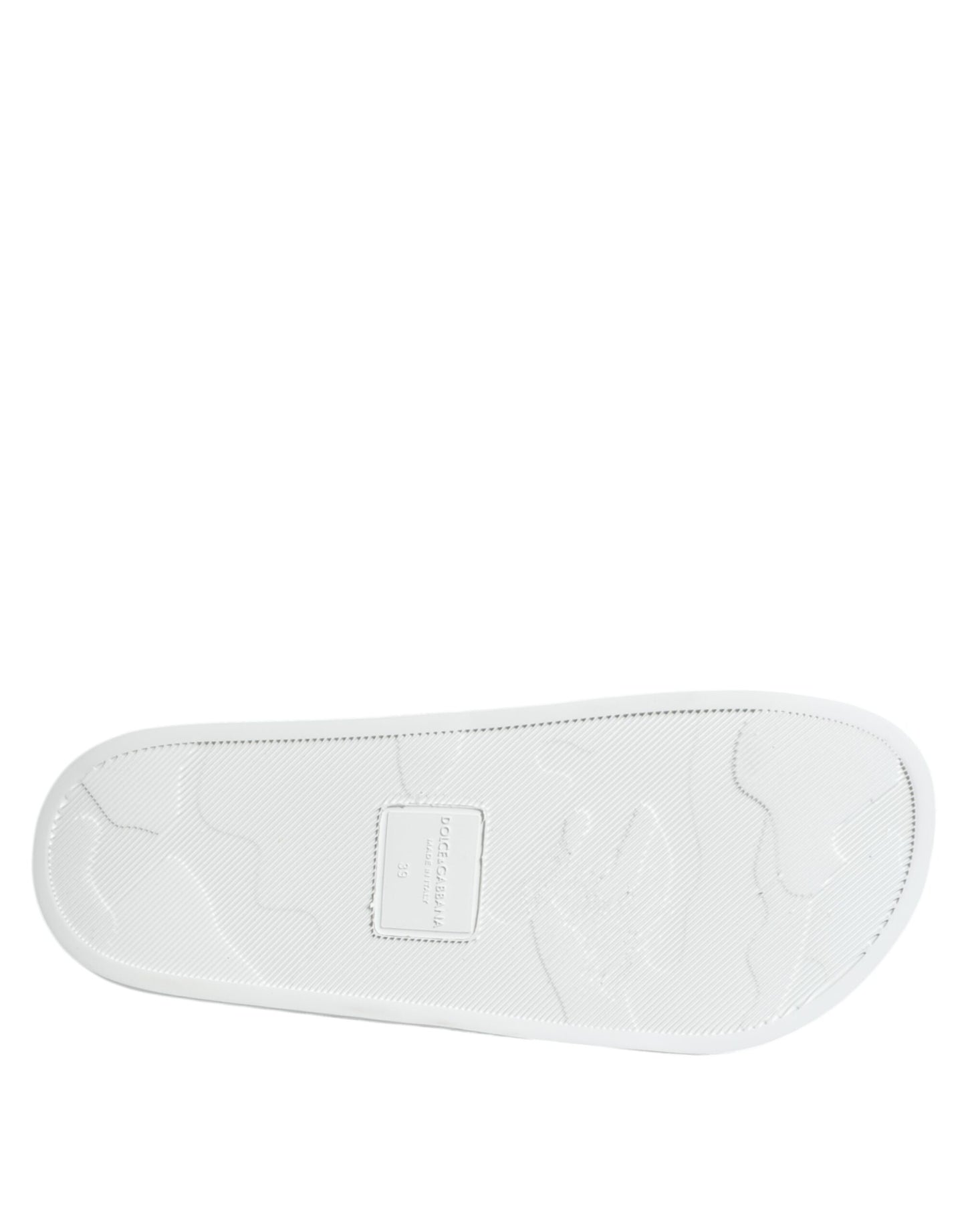 Dolce & Gabbana White Black Leather Sandals