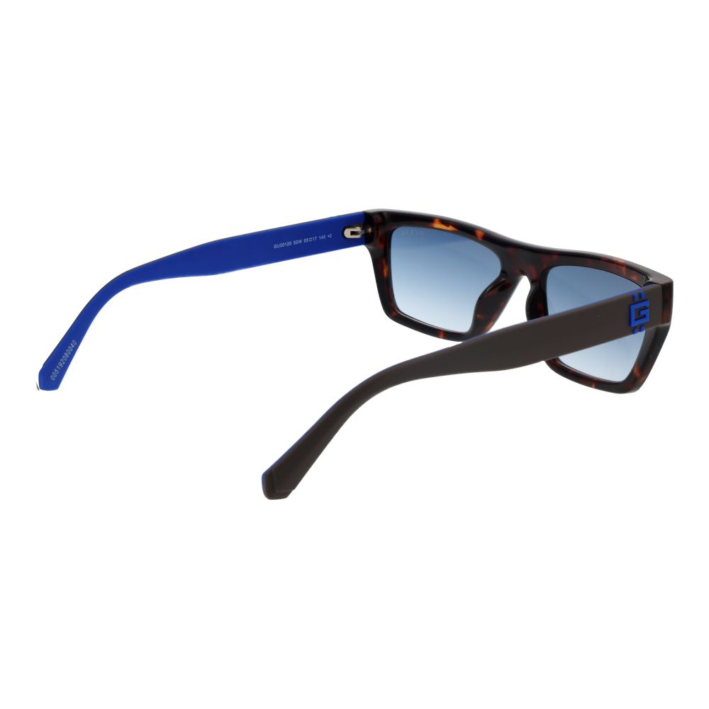 Guess Men’s Sunglasses – Brown Plastic Frame, Blue Gradient Lenses