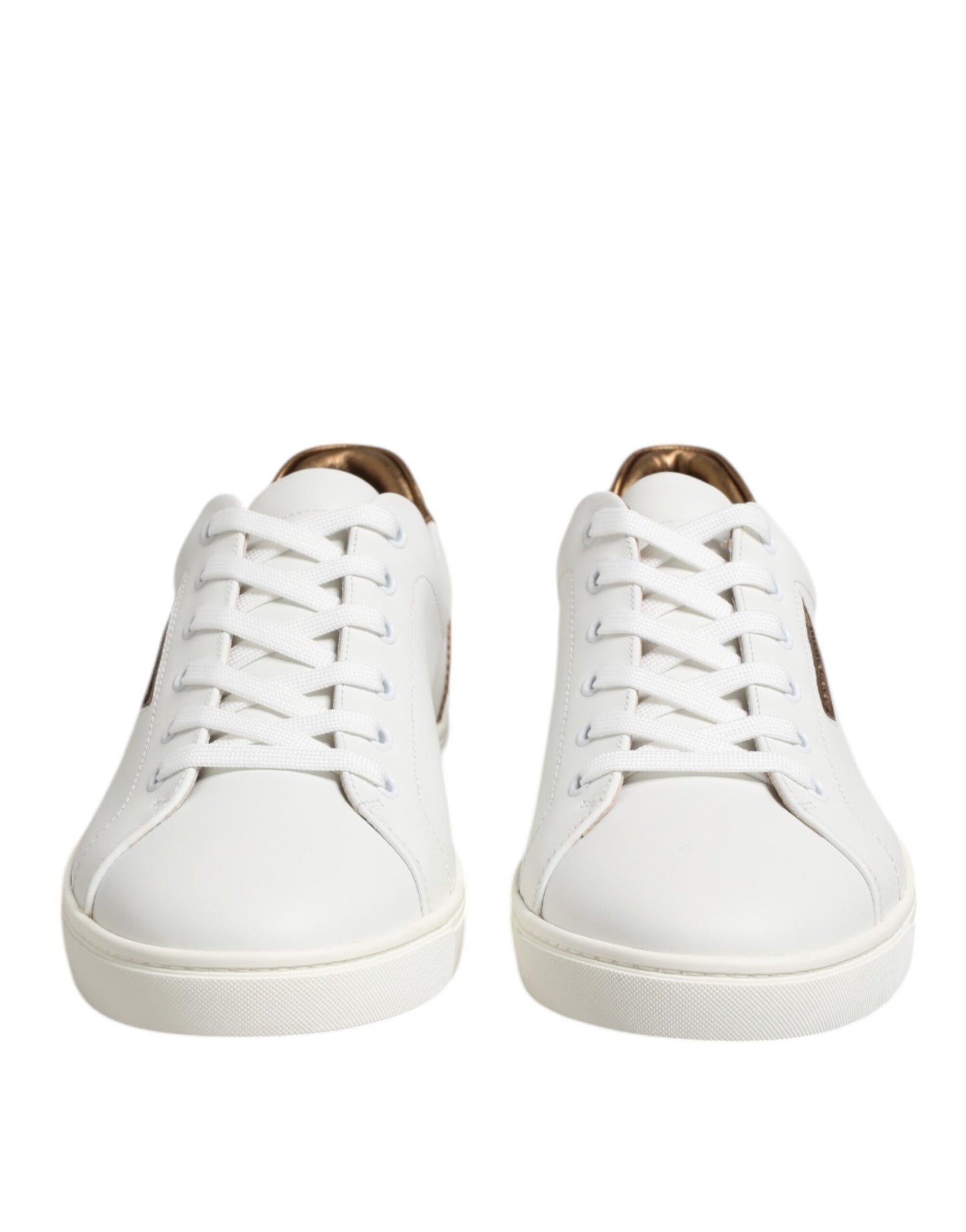 Dolce & Gabbana White Brown Leather Low Top Men's Sneakers