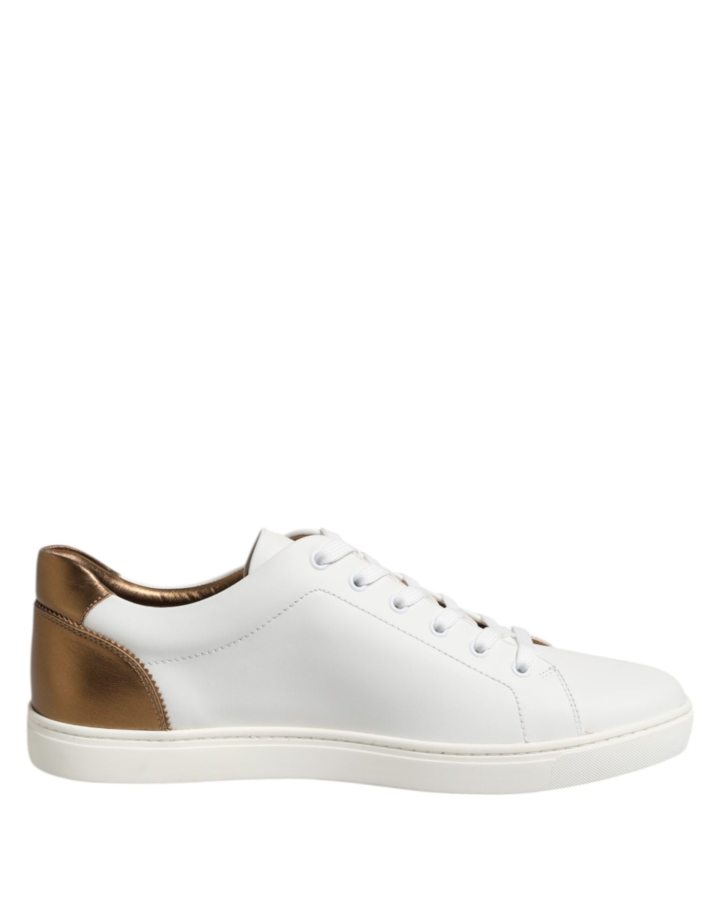 Dolce & Gabbana White Brown Leather Low Top Men's Sneakers