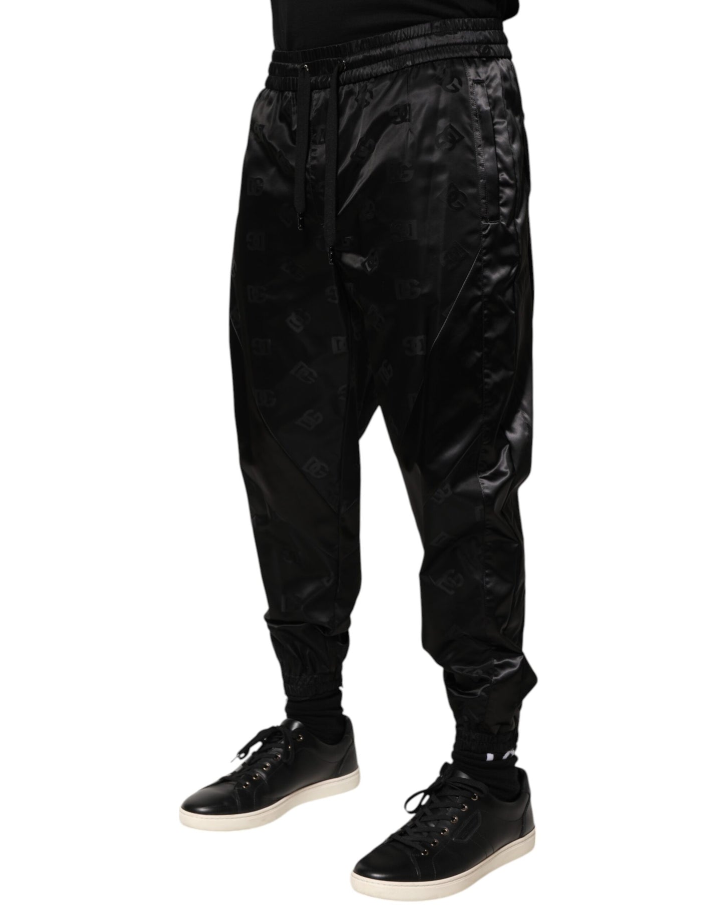 Dolce & Gabbana Black Logo DG Print Men Jogger Sweatpants
