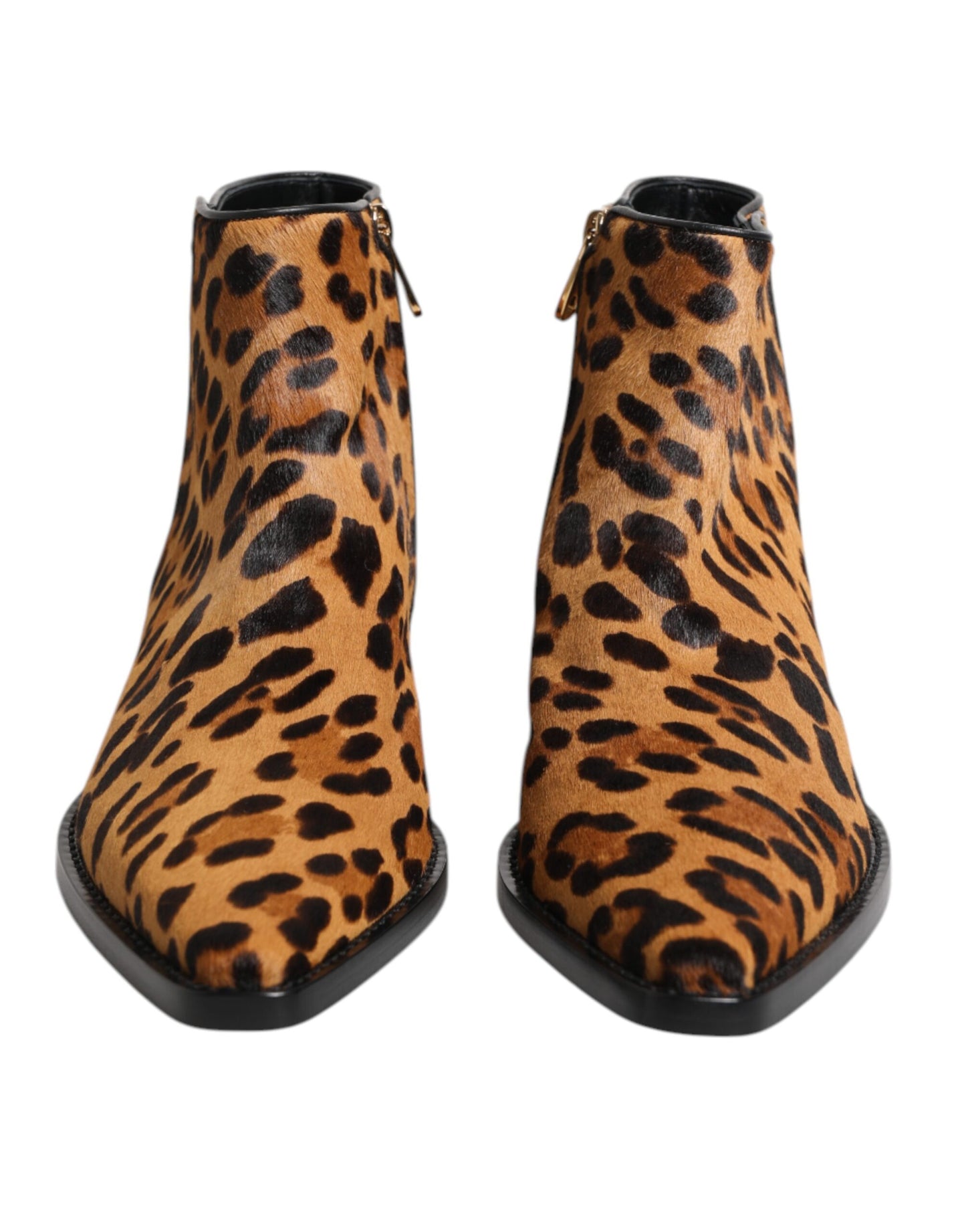 Dolce & Gabbana Brown Leopard Calf Fur Ankle Boots