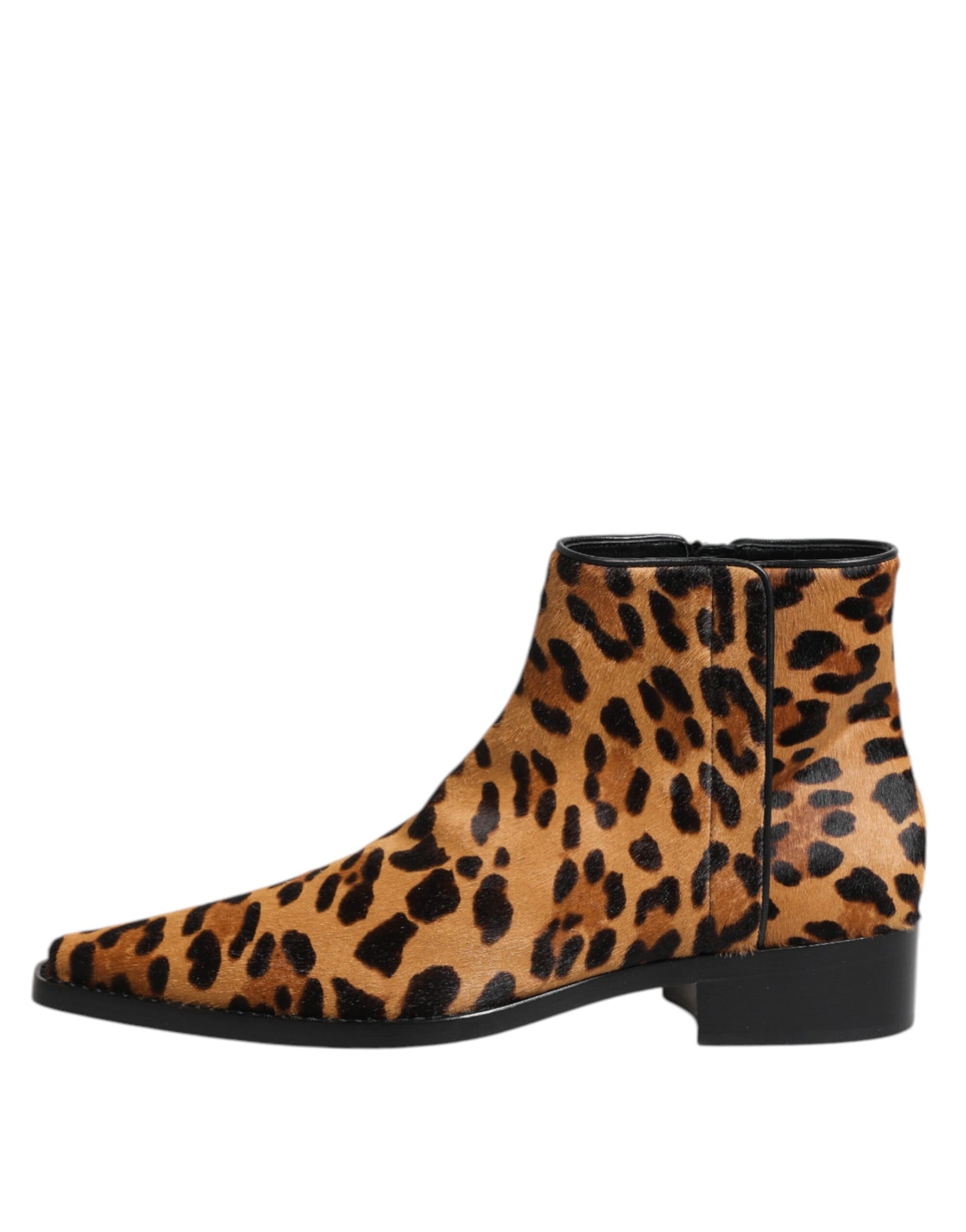 Dolce & Gabbana Brown Leopard Calf Fur Ankle Boots