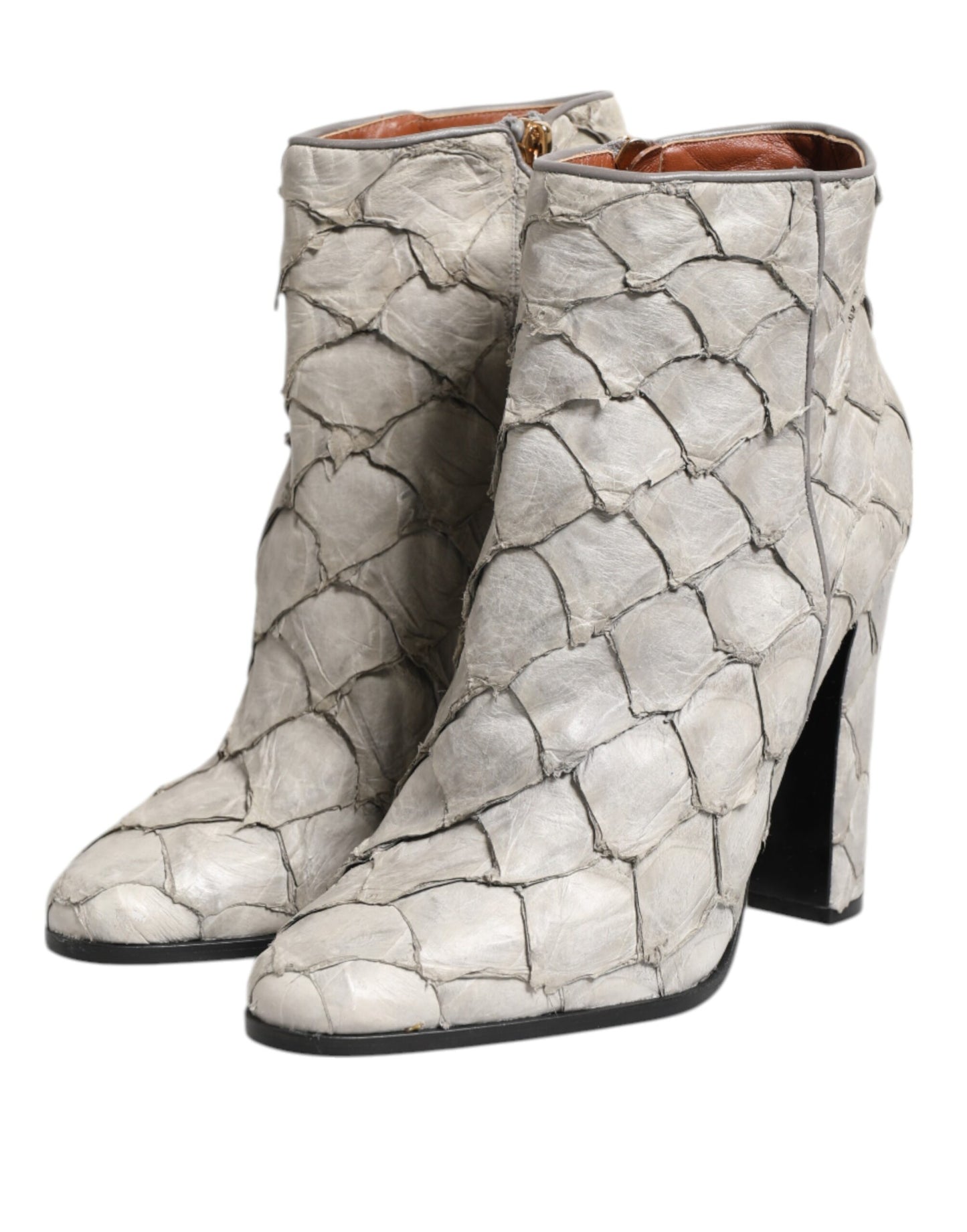 Dolce & Gabbana Off White Leather Heels Ankle Boots