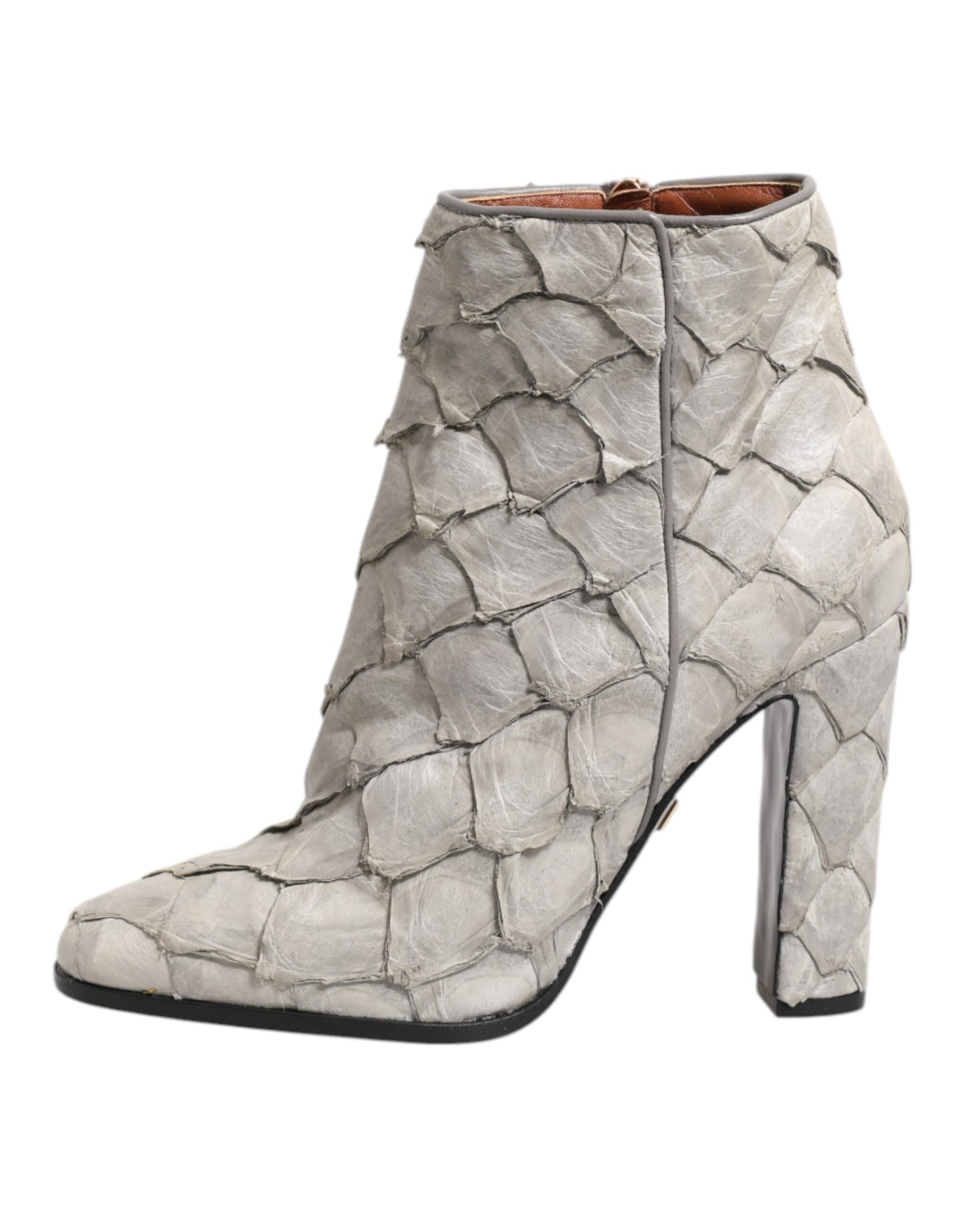 Dolce & Gabbana Off White Leather Heels Ankle Boots