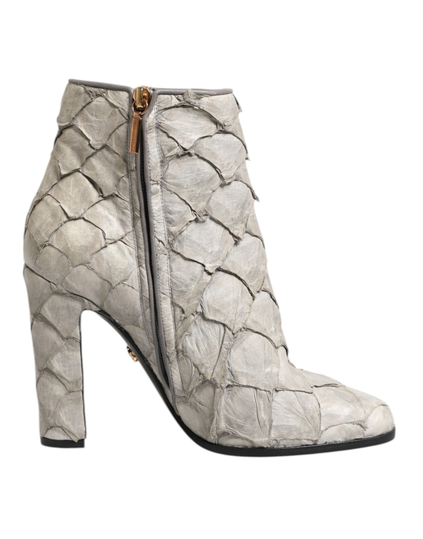 Dolce & Gabbana Off White Leather Heels Ankle Boots