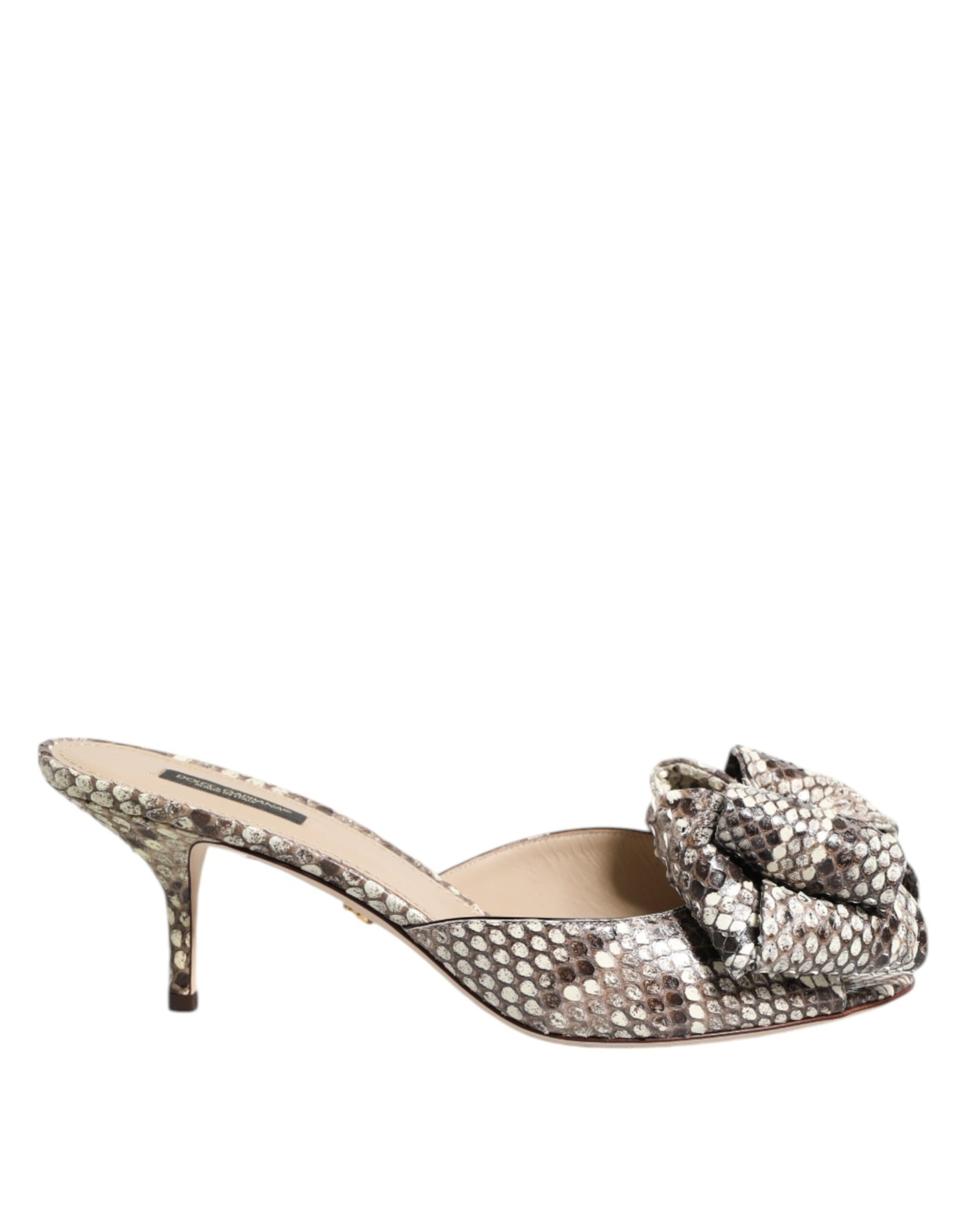 Dolce & Gabbana Multicolor Keira Bow Leather Peep Toe Mules