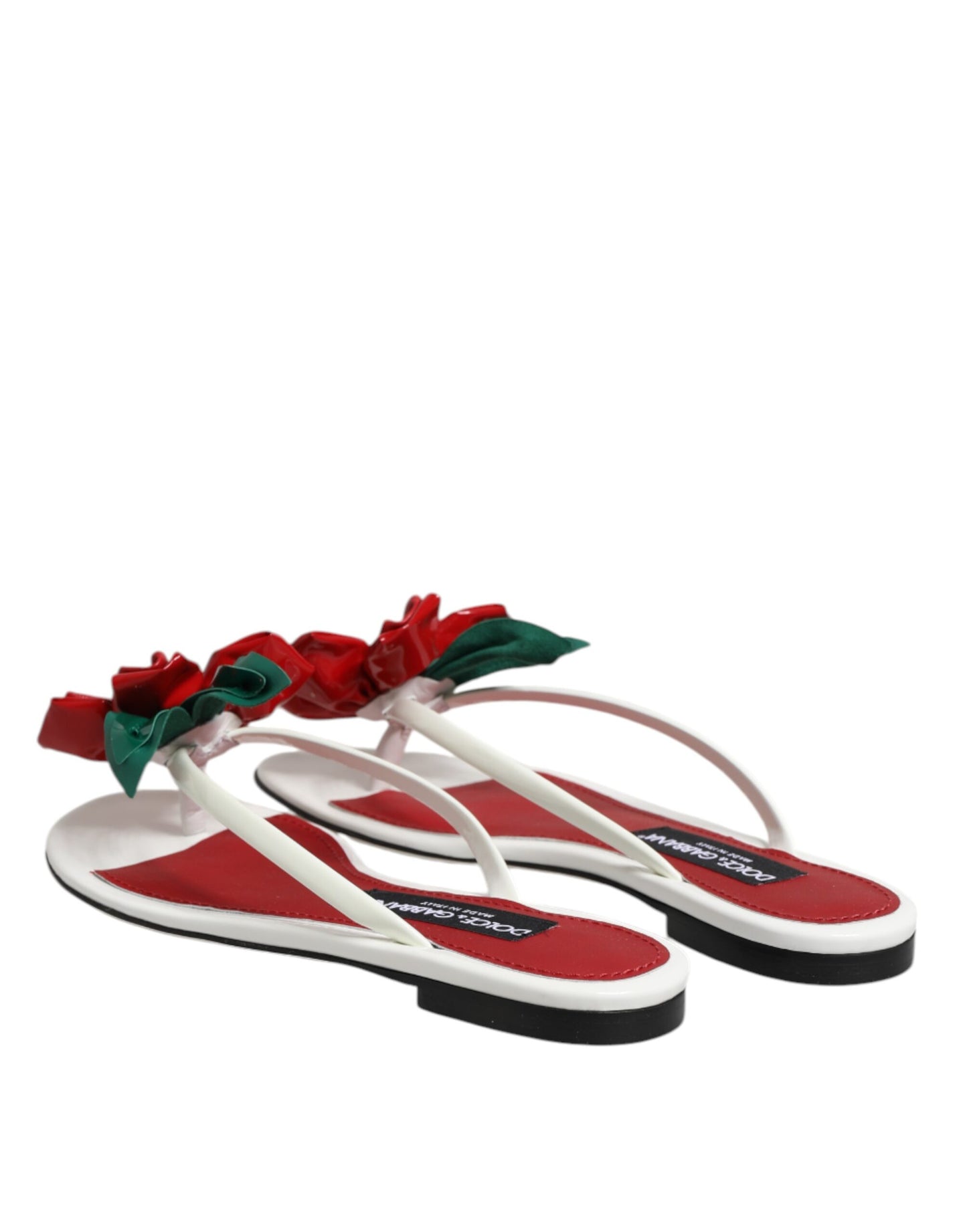 Dolce & Gabbana KEIRA Red White Flower Leather Sandals