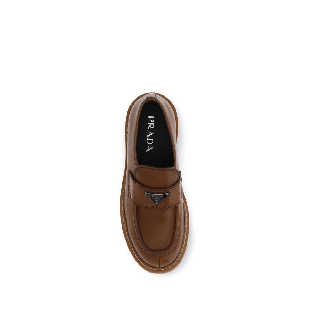 Prada Brown Leather Loafers for Men