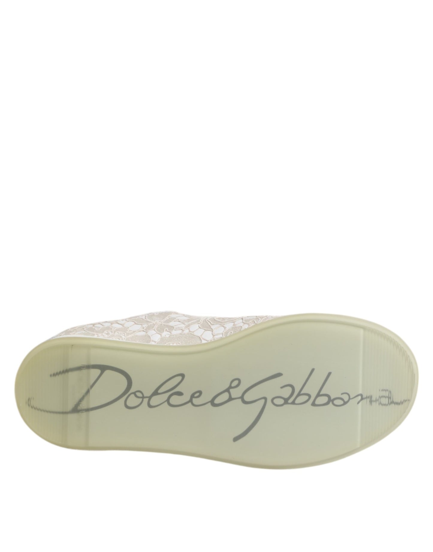 Dolce & Gabbana White Lace Leather Low Top Sneakers