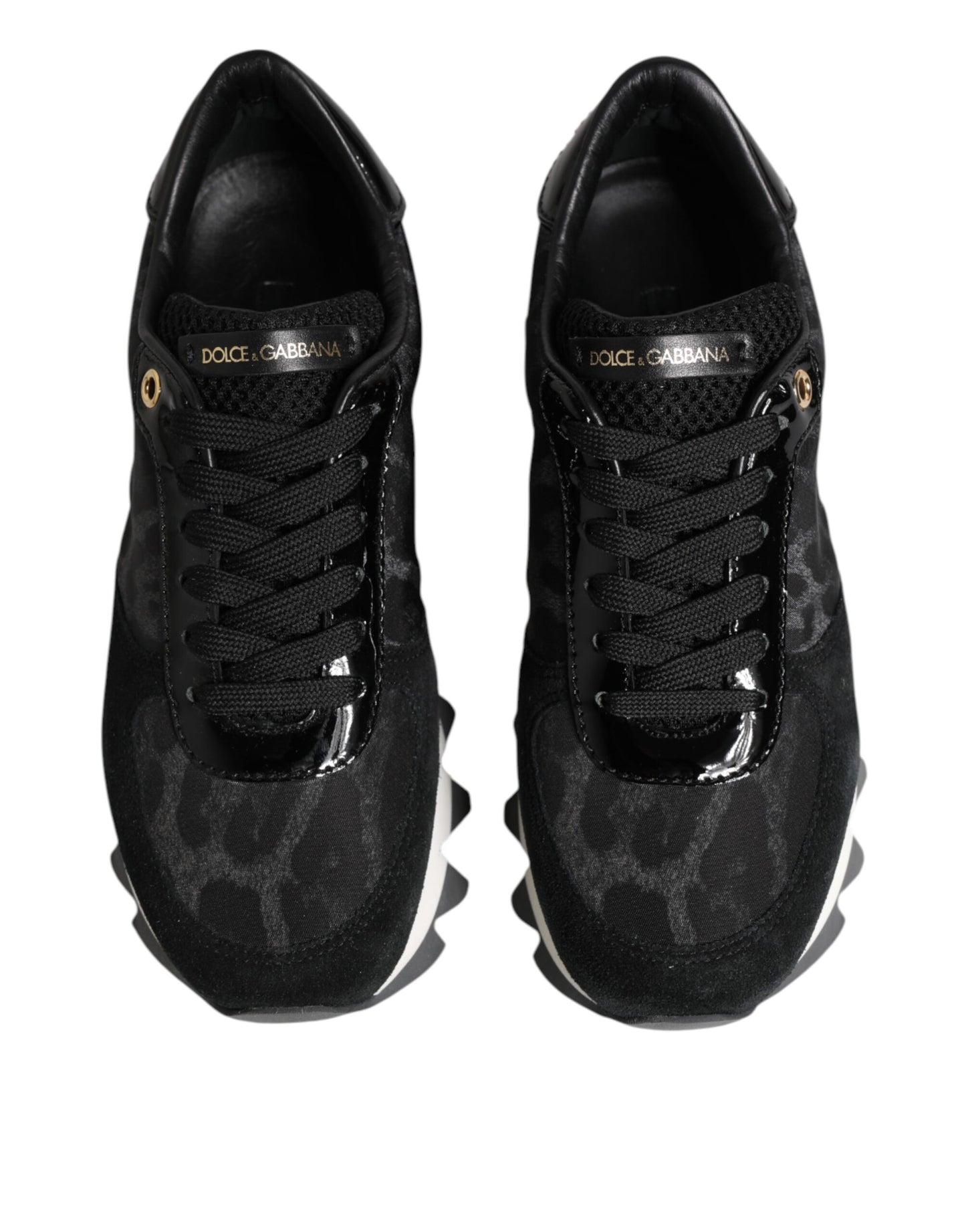 Dolce & Gabbana Black Gray Leopard Low Top Sneakers