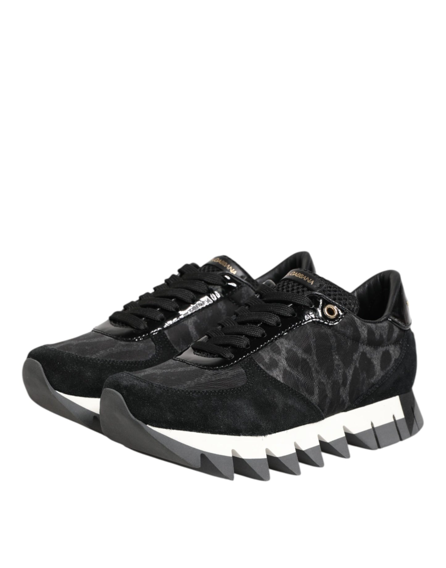 Dolce & Gabbana Black Gray Leopard Low Top Sneakers