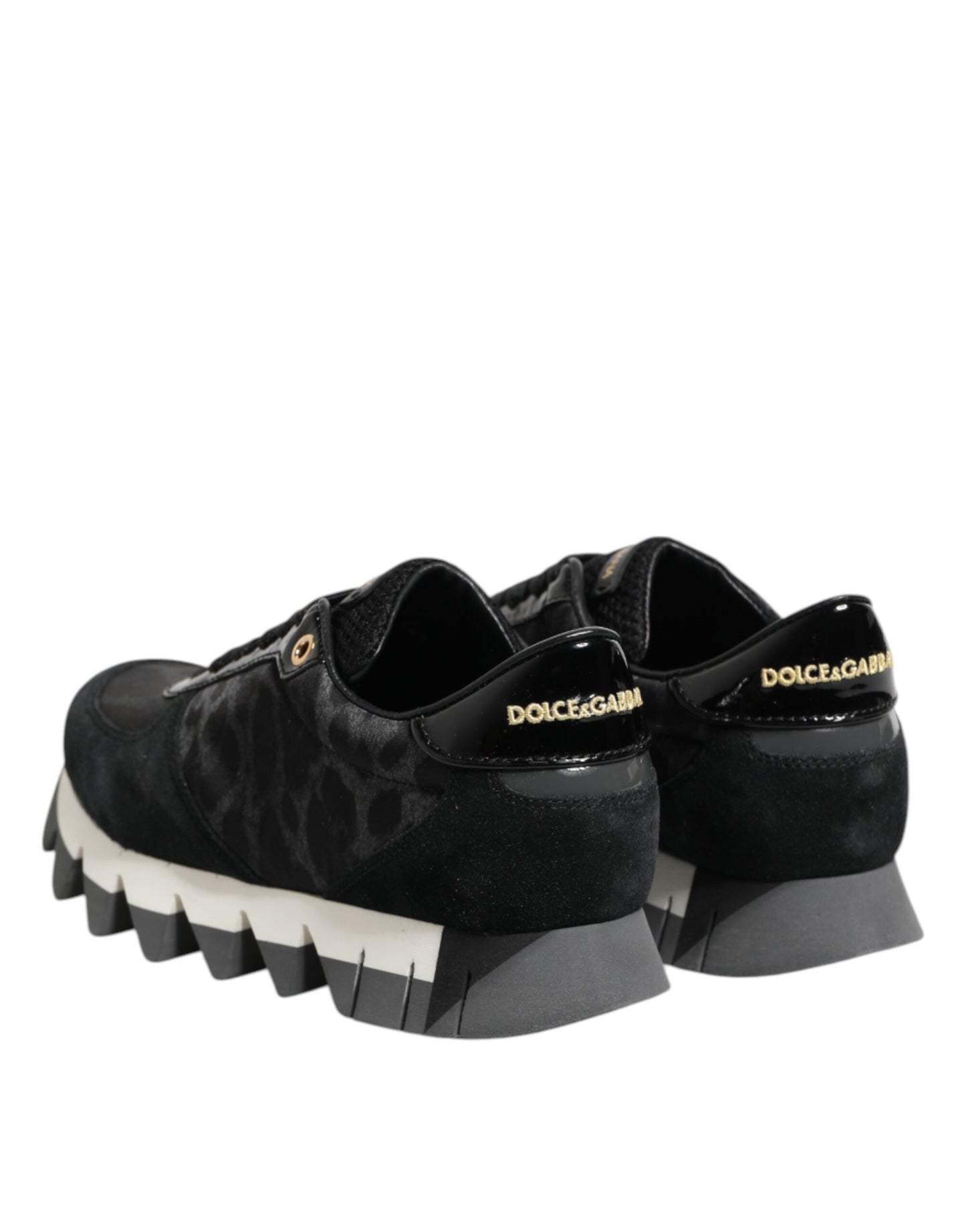 Dolce & Gabbana Black Gray Leopard Low Top Sneakers